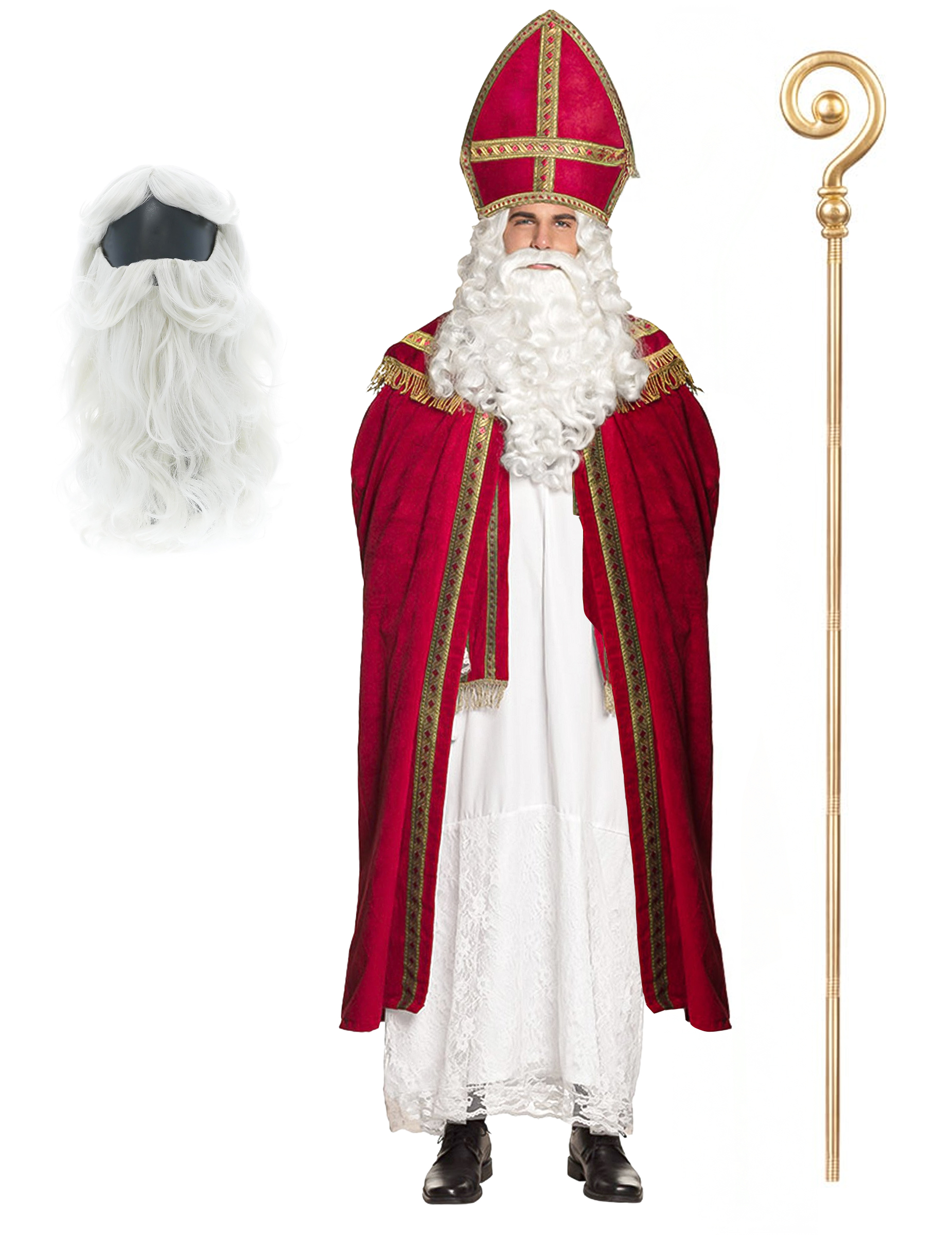 Nikolaus Kostümset mit Bart und Perücke für Erwachsene von BCI