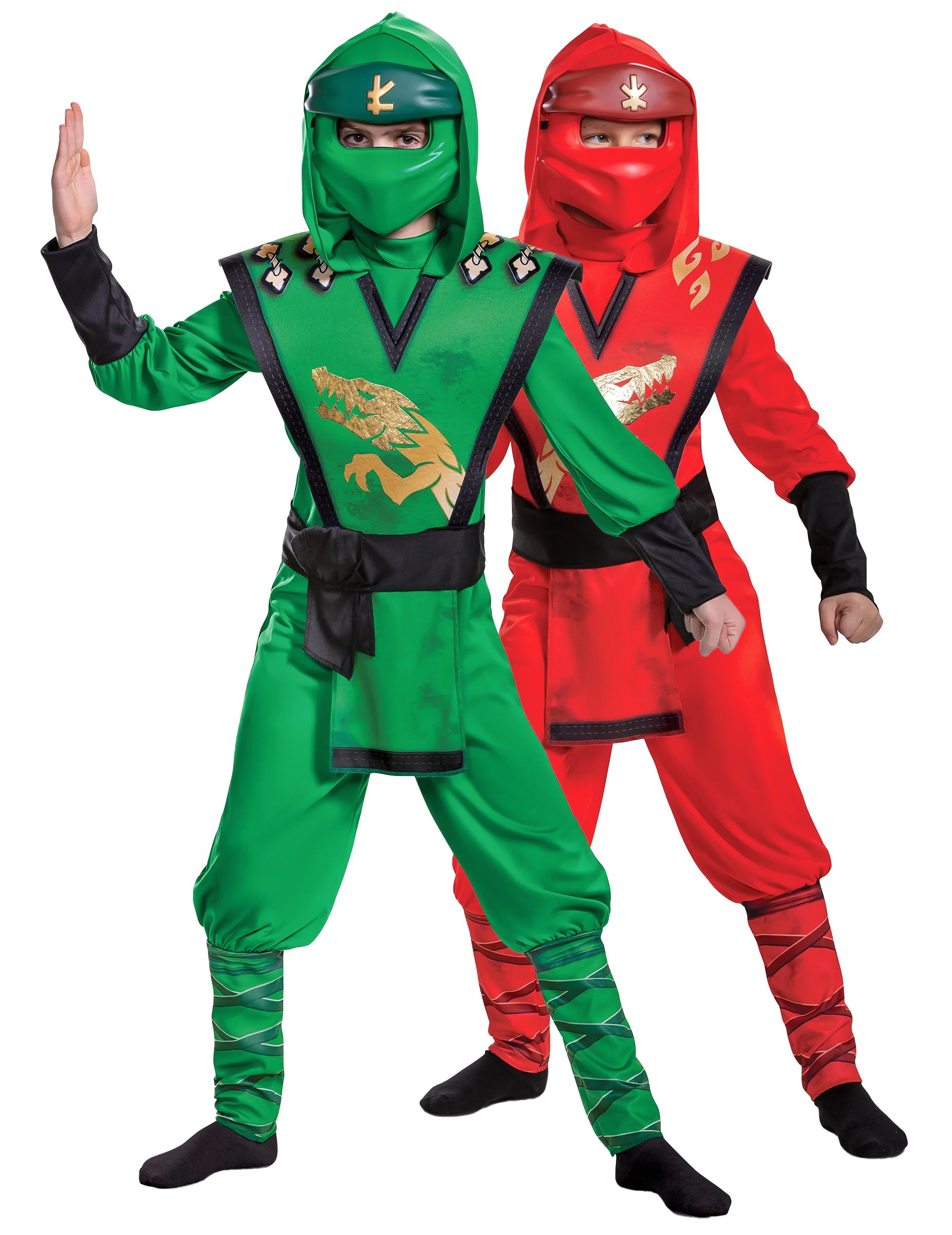Ninjago Lloyd und Kai Kinderpaarkostüm Lego grün rot von BCI