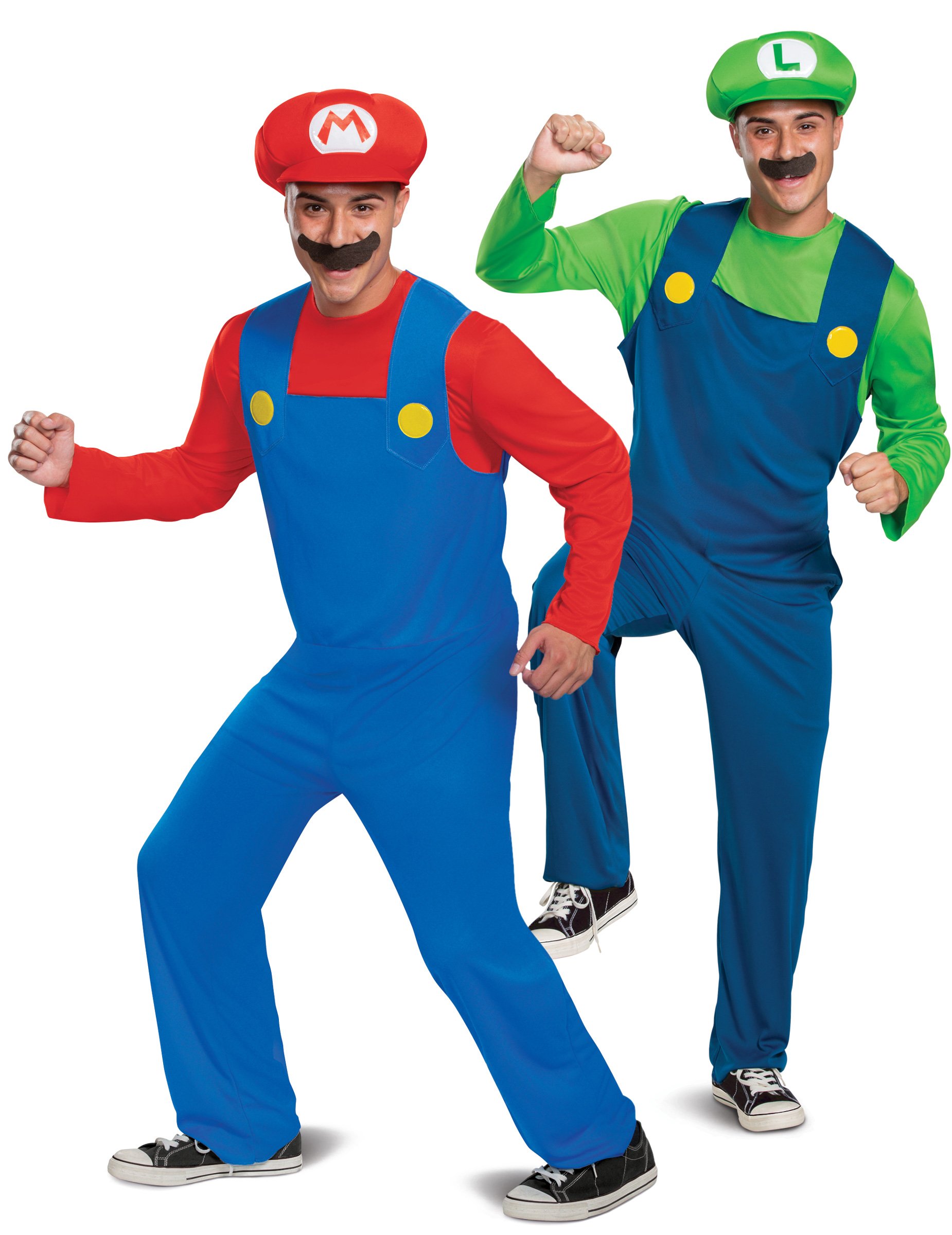 Offizielles Super Mario und Luigi Paarkostüm für Erwachsene blau-rot-grün von BCI