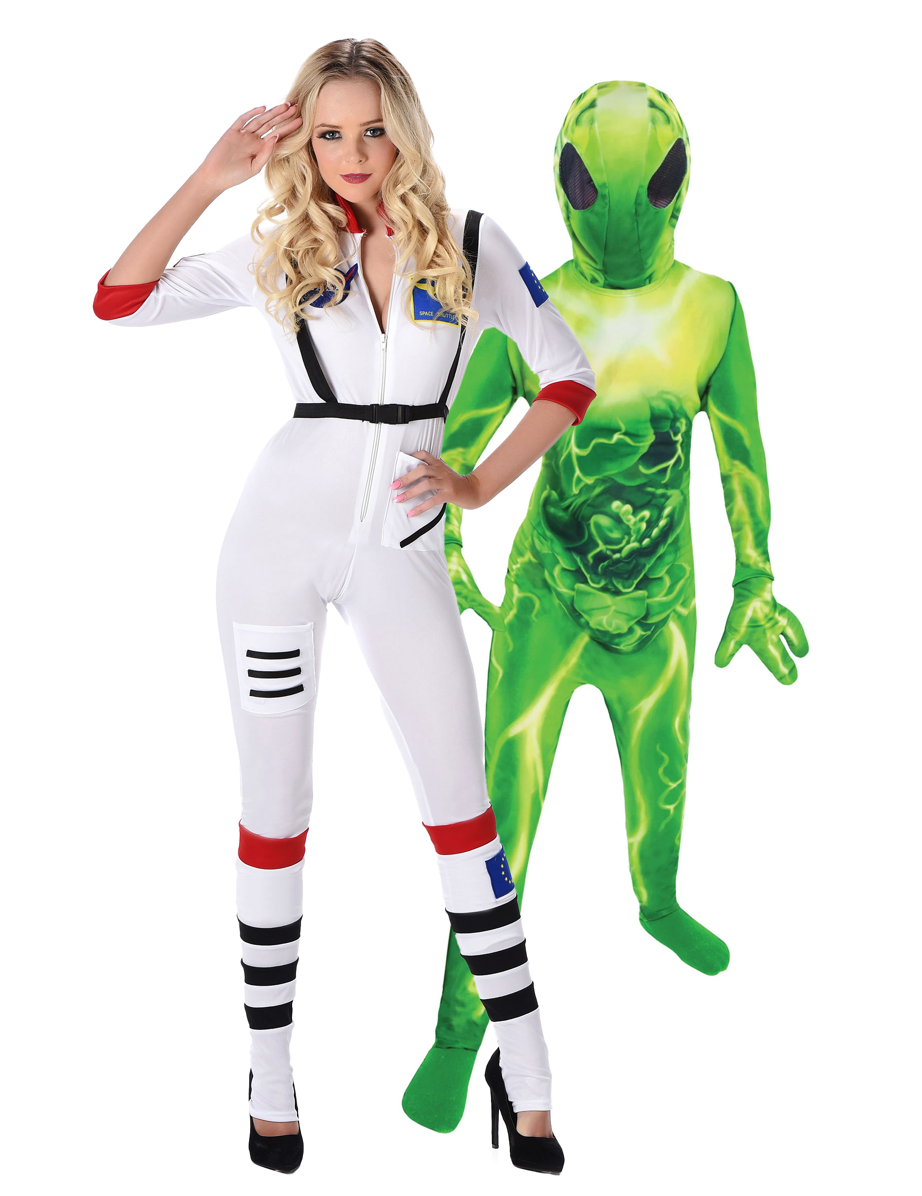 Paarkostüm Astronautin und Alien im All Grün-Weiß Paarkostüm Astronautin und Alien im All Grün-Weiß von BCI