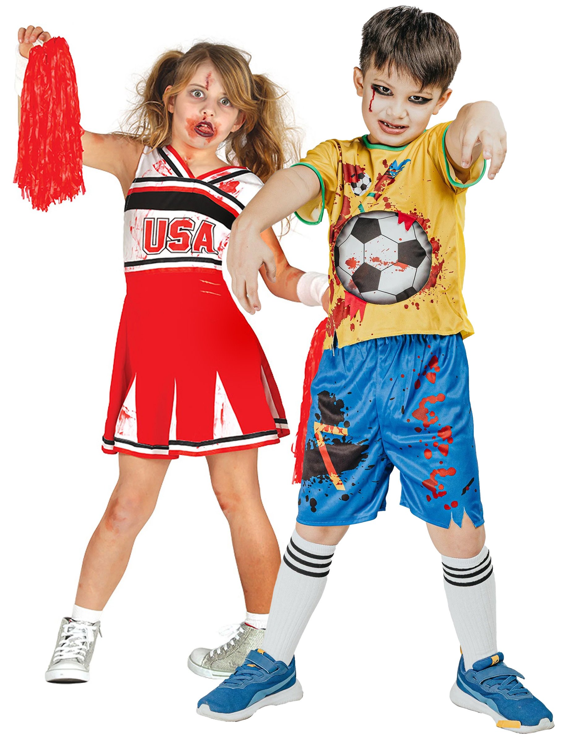 Paarkostüm Zombie Cheerleaderin und Zombie Fußballer für Kinder von BCI