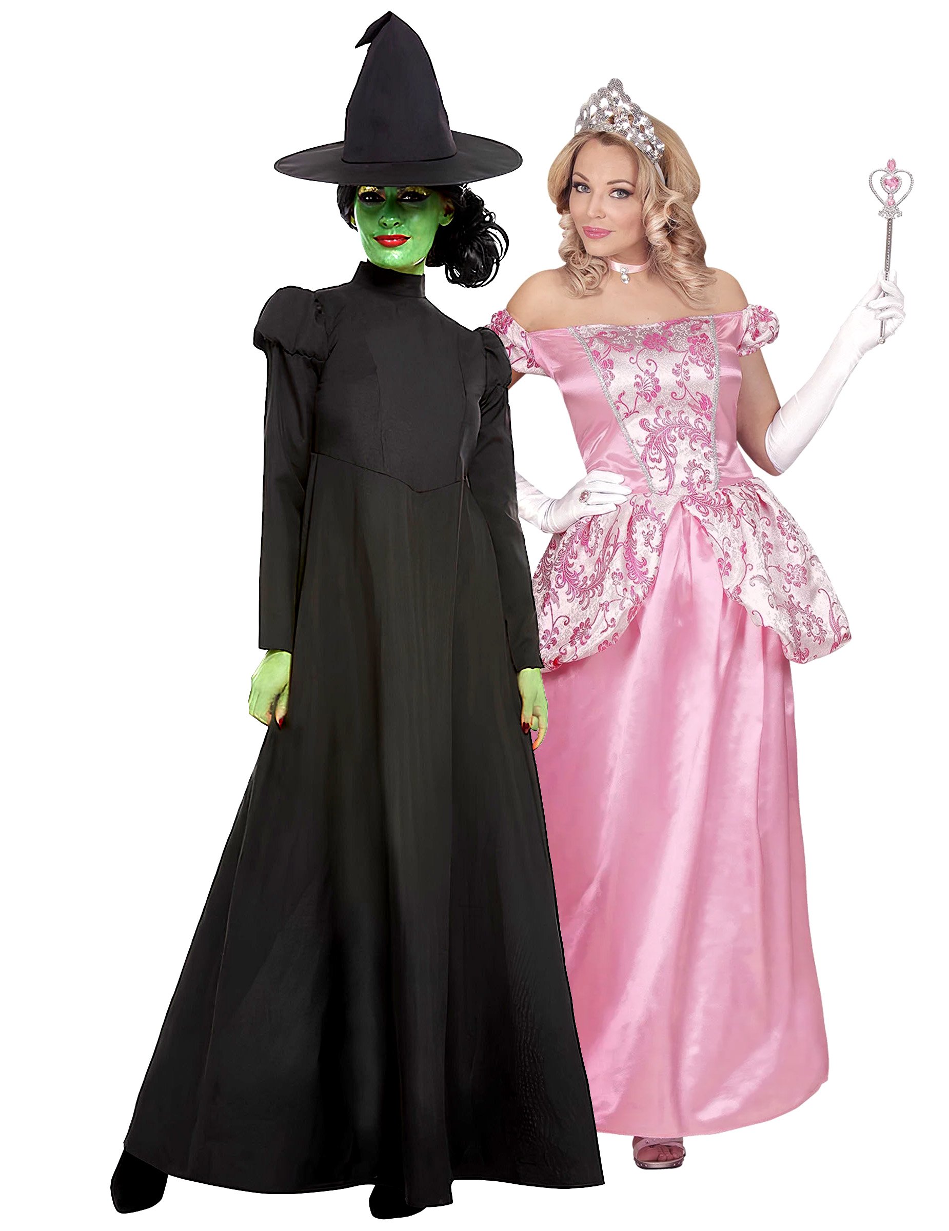 Paarkostüme schwarze Hexe und Rosa Prinzessin für Erwachsene von BCI