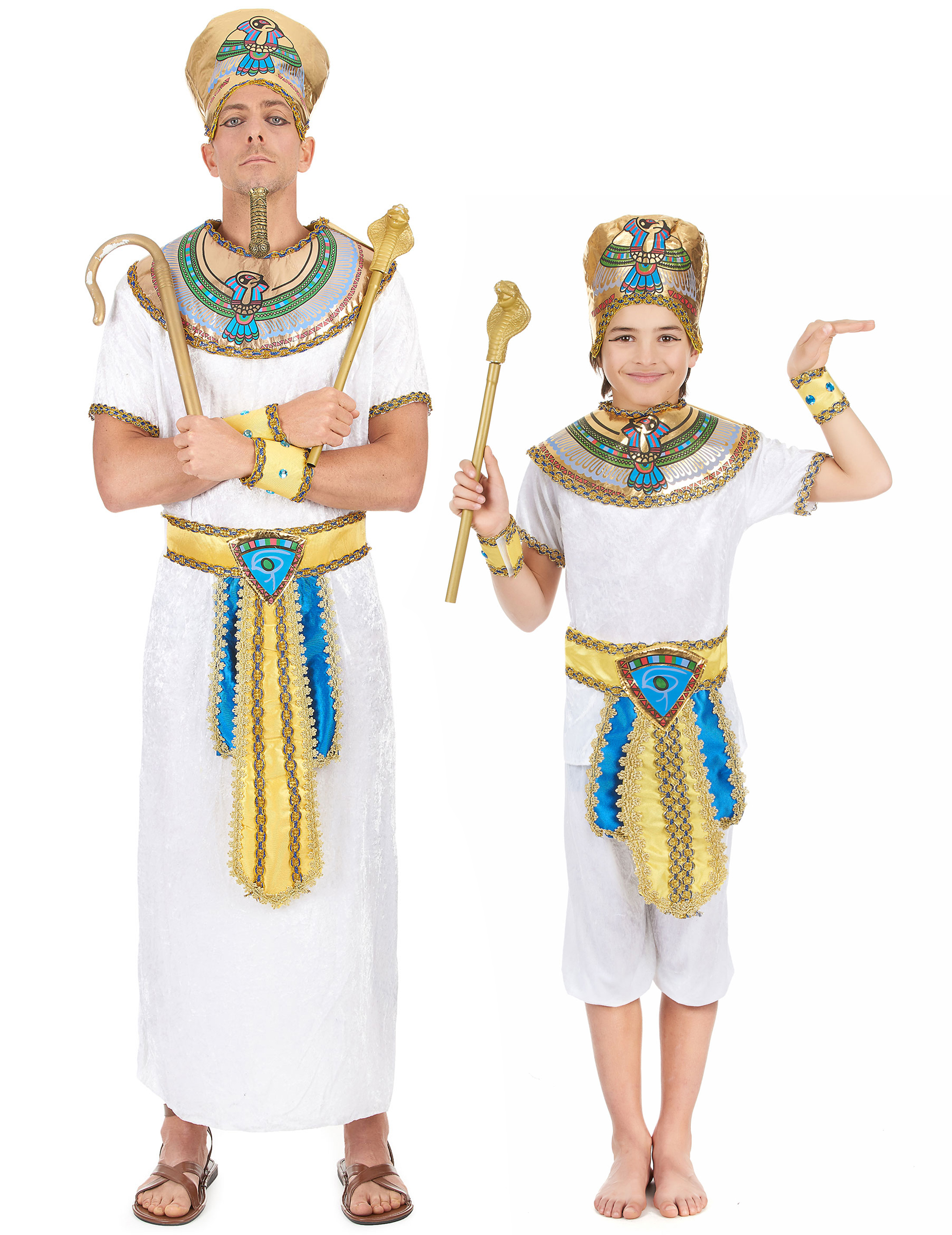 Pharaonen-Kostüm für Vater und Sohn Weiß mit Gold von BCI