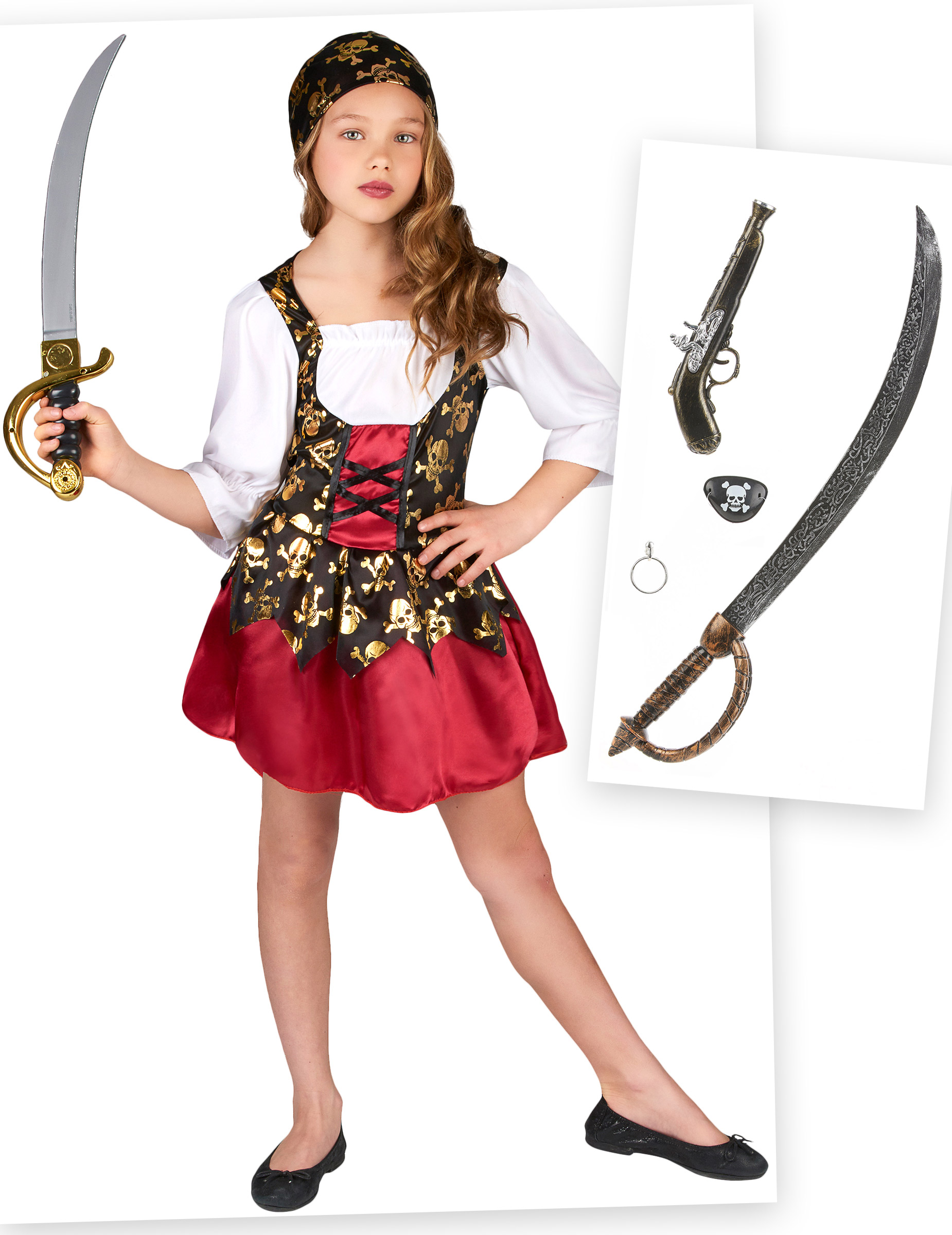 Piraten Kostüm-Set für Mädchen 6-teilig von BCI