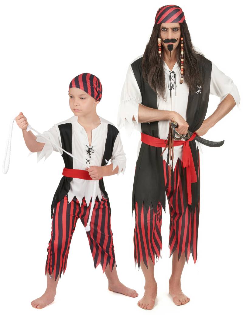 Piraten-Paarkostüm für Vater und Sohn Karneval schwarz-rot Piraten-Paarkostüm für Vater und Sohn Karneval schwarz-rot von BCI