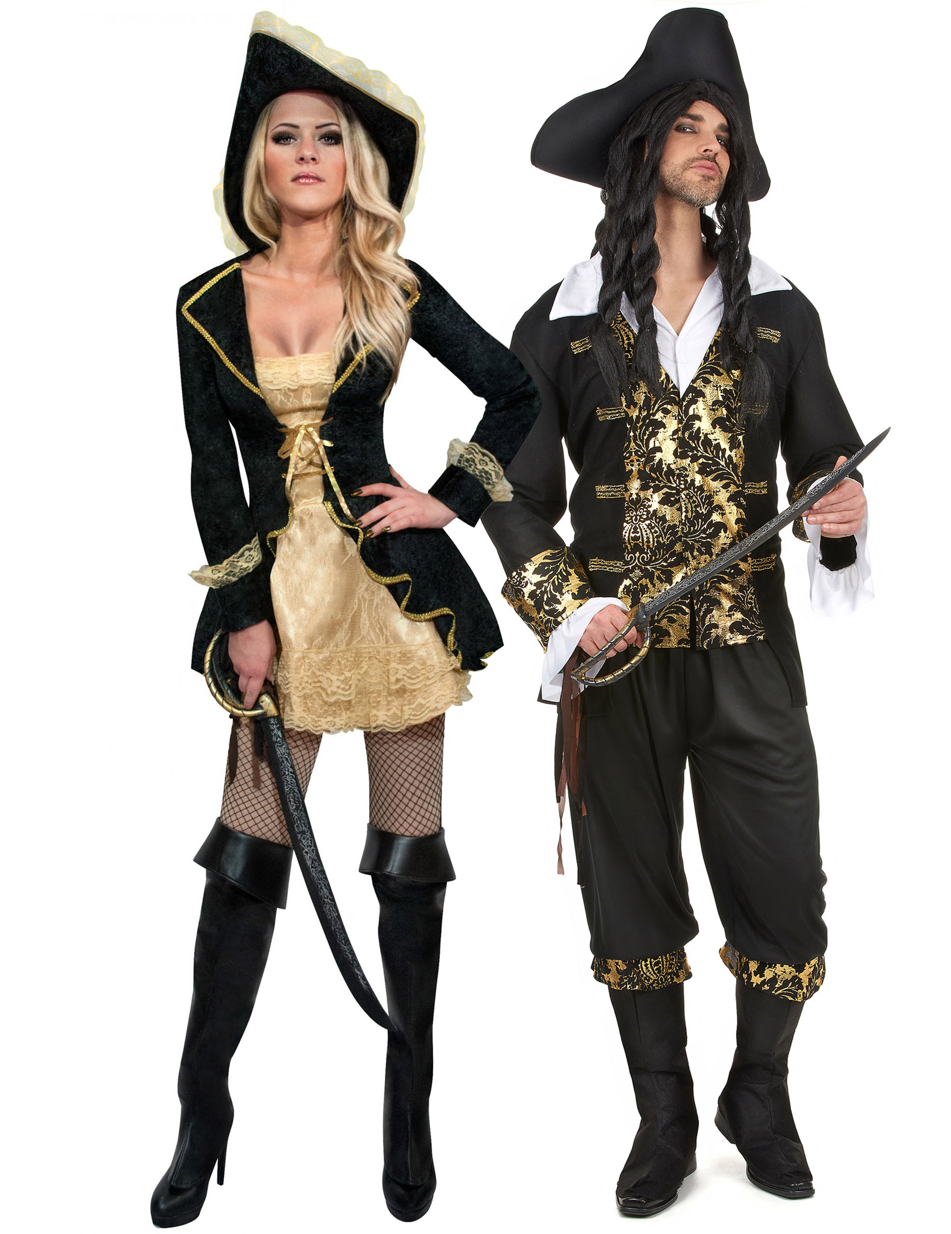 Piraten-Paarkostüm schwarz-gold Piraten-Paarkostüm schwarz-gold von BCI