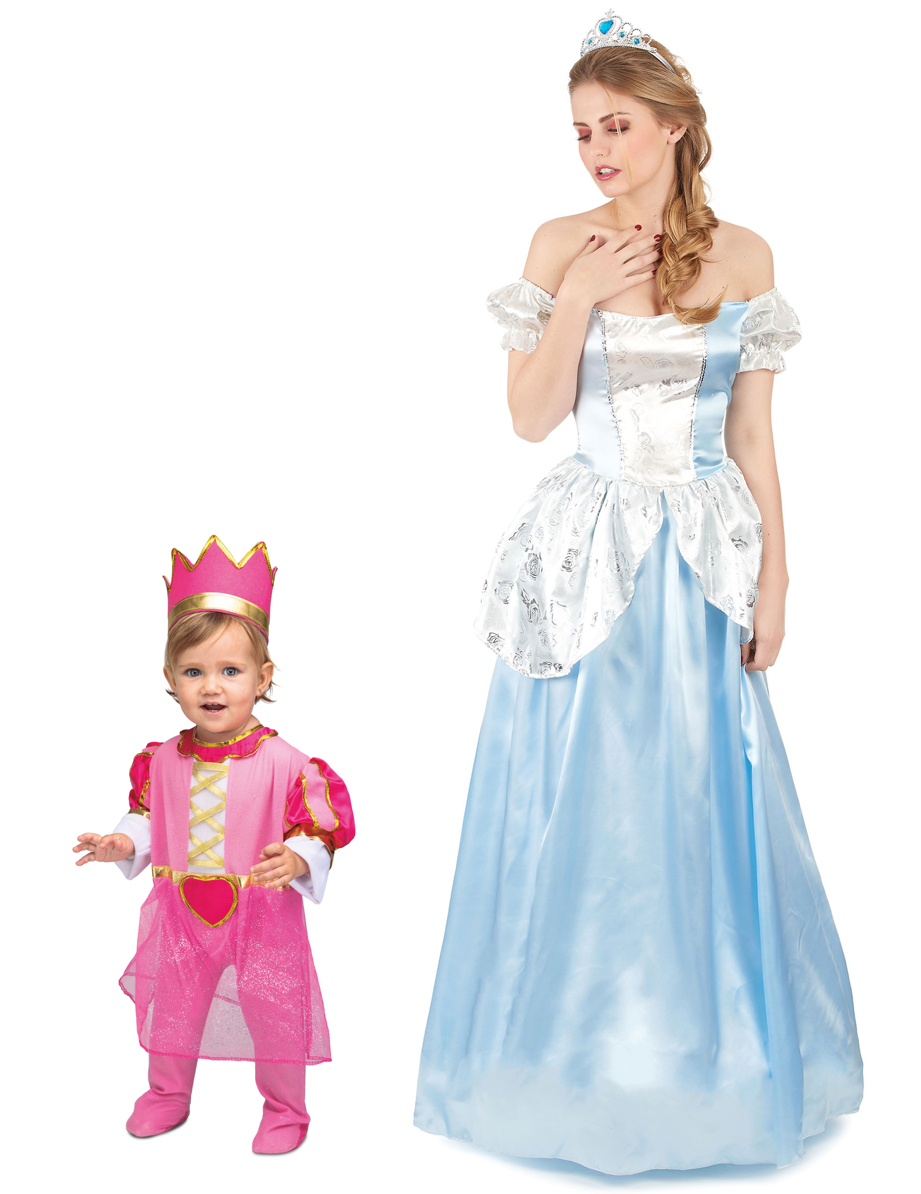 Prinzessin-Paarkostüm für Mutter und Tochter Faschingskostüm blau-rosa von BCI