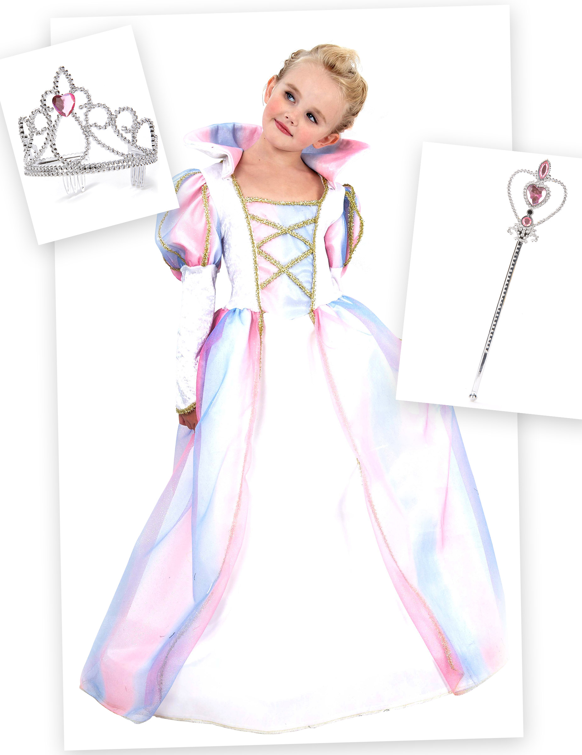 Prinzessinnenkostüm-Set Märchenprinzessin 3- teilig weiss-rosa von BCI