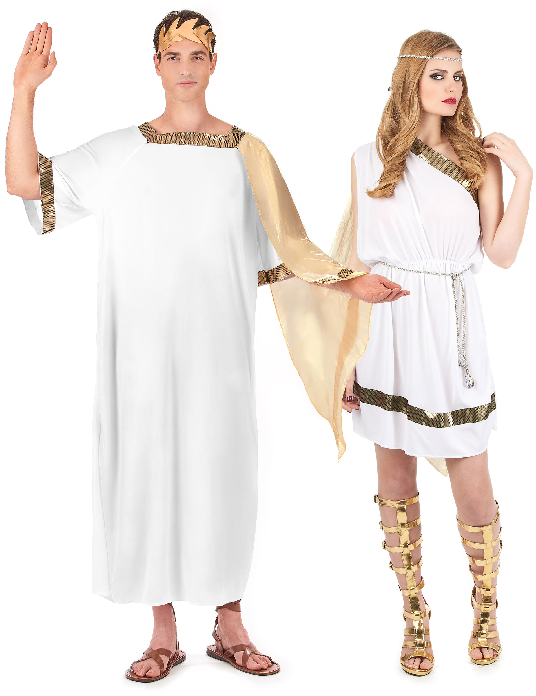Römisches Kaiserpaar - Kostüm für zwei Erwachsene - Weiß mit Gold von BCI