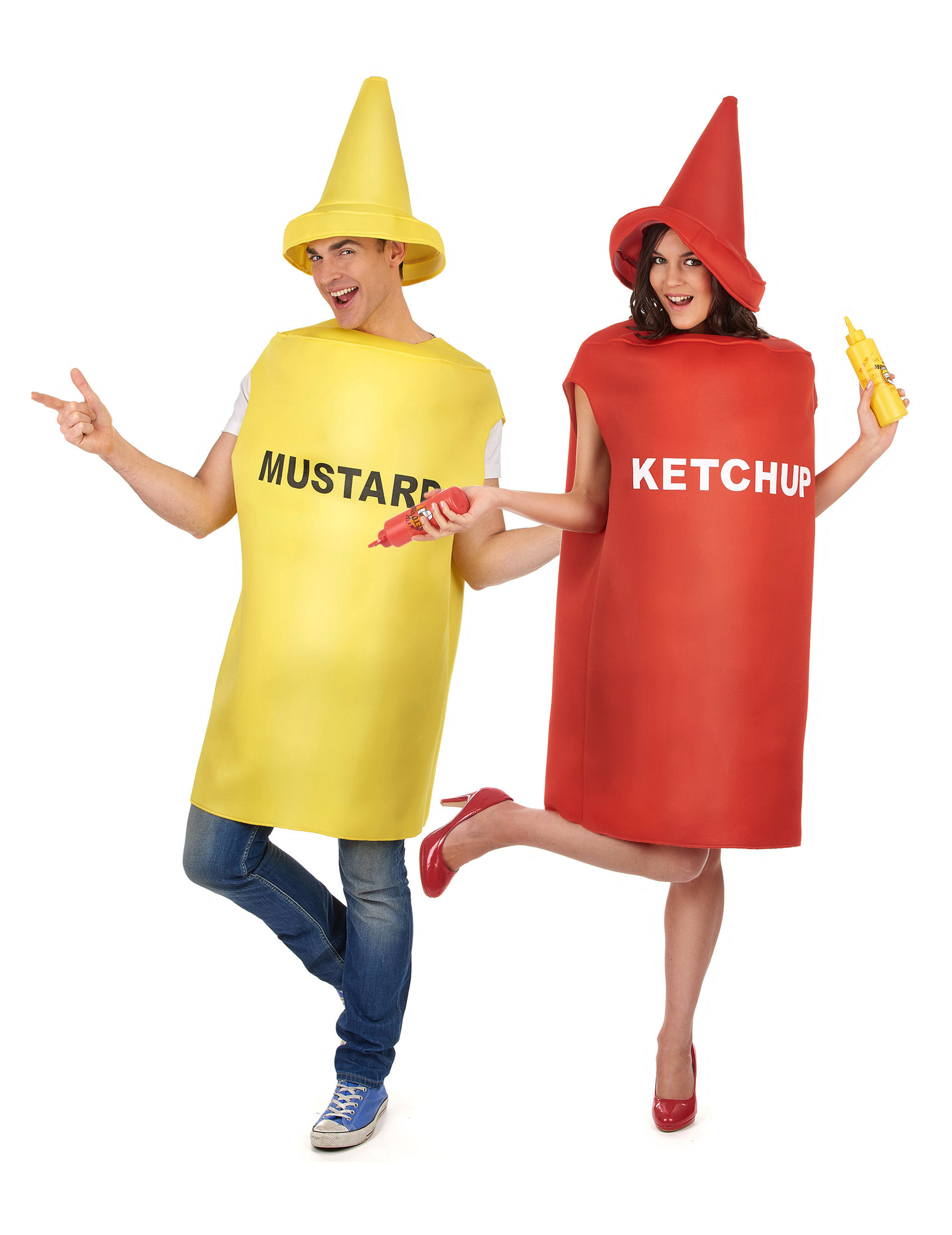 Senf und Ketchup-Paarkostüm für Erwachsene bunt Senf und Ketchup-Paarkostüm für Erwachsene bunt von BCI
