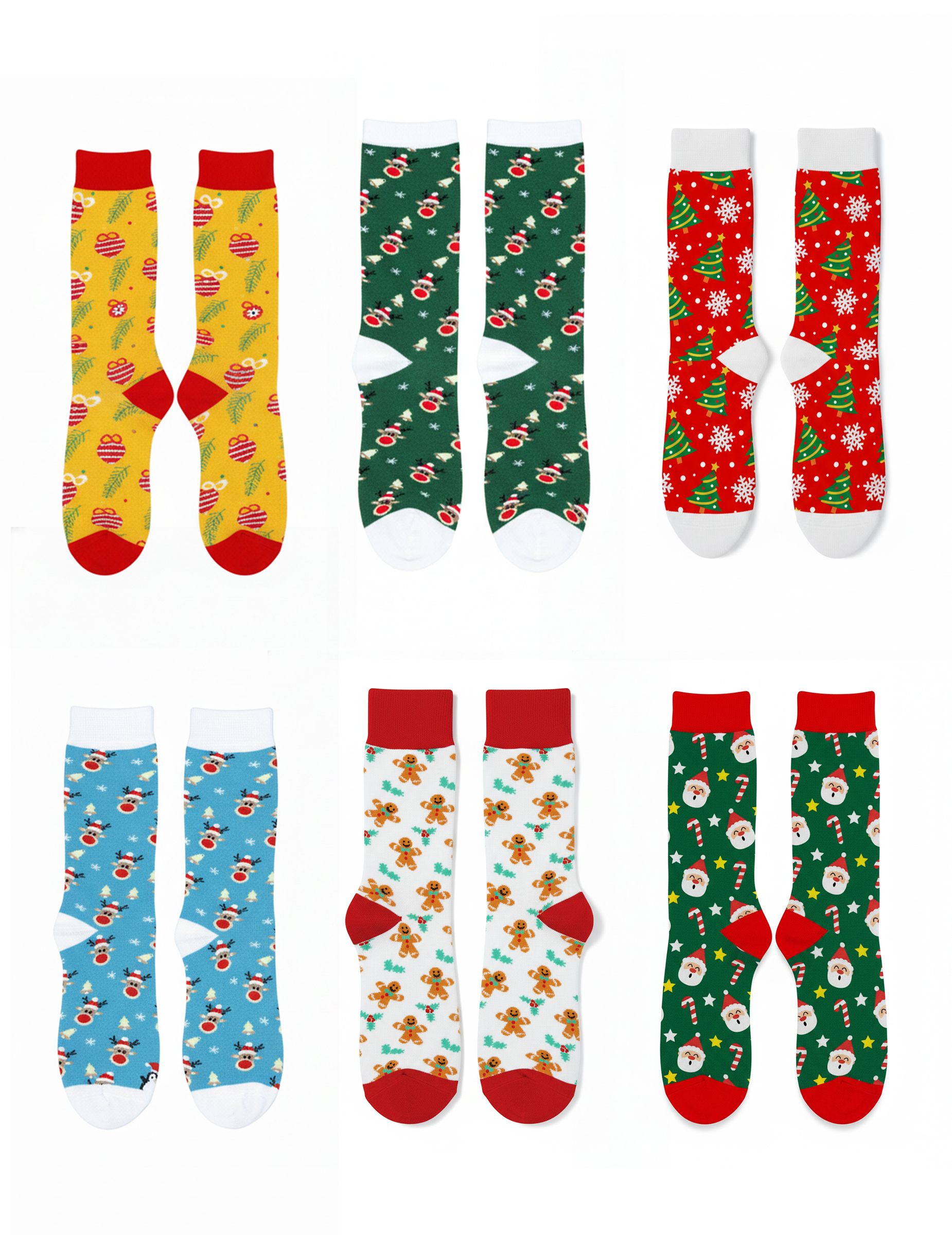 Set 6 Paar Weihnachts Socken festliche Motive für Erwachsene Set 6 Paar Weihnachts Socken festliche Motive für Erwachsene von BCI