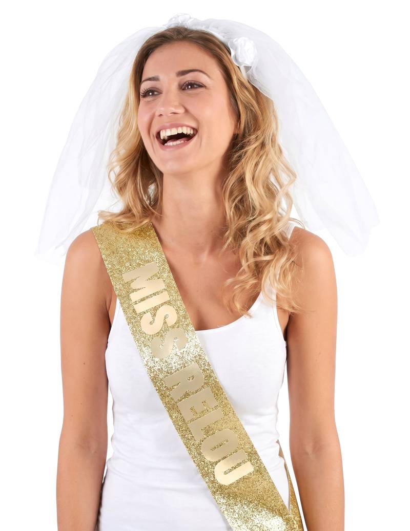 Set Accessoires Braut Damen - Schärpe + Schleier für Junggesellinnenabschied + Mottoparty Set Accessoires Braut Damen - Schärpe + Schleier für Junggesellinnenabschied + Mottoparty von BCI