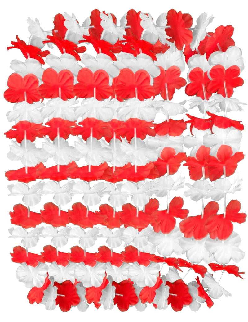 Set aus 12 Hawaii-Ketten in Rot und Weiß für Erwachsene Set aus 12 Hawaii-Ketten in Rot und Weiß für Erwachsene von BCI