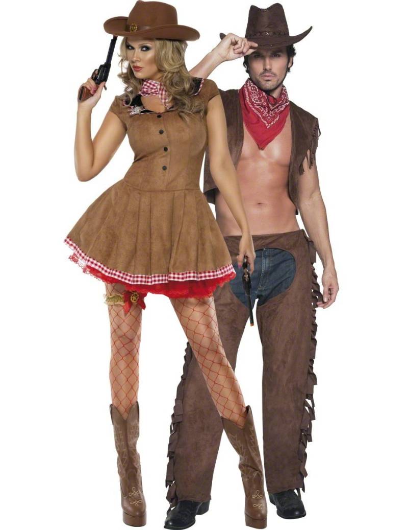 Sexy Cowboy-Paarkostüm für Erwachsene, braun von BCI
