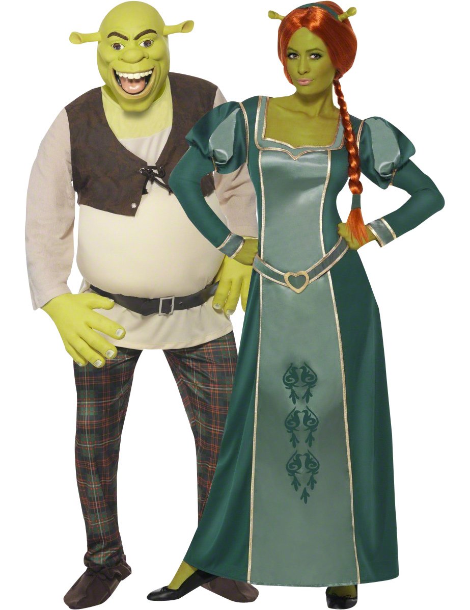 Shreck und Fiona-Paarkostüm Karneval grün-braun von BCI