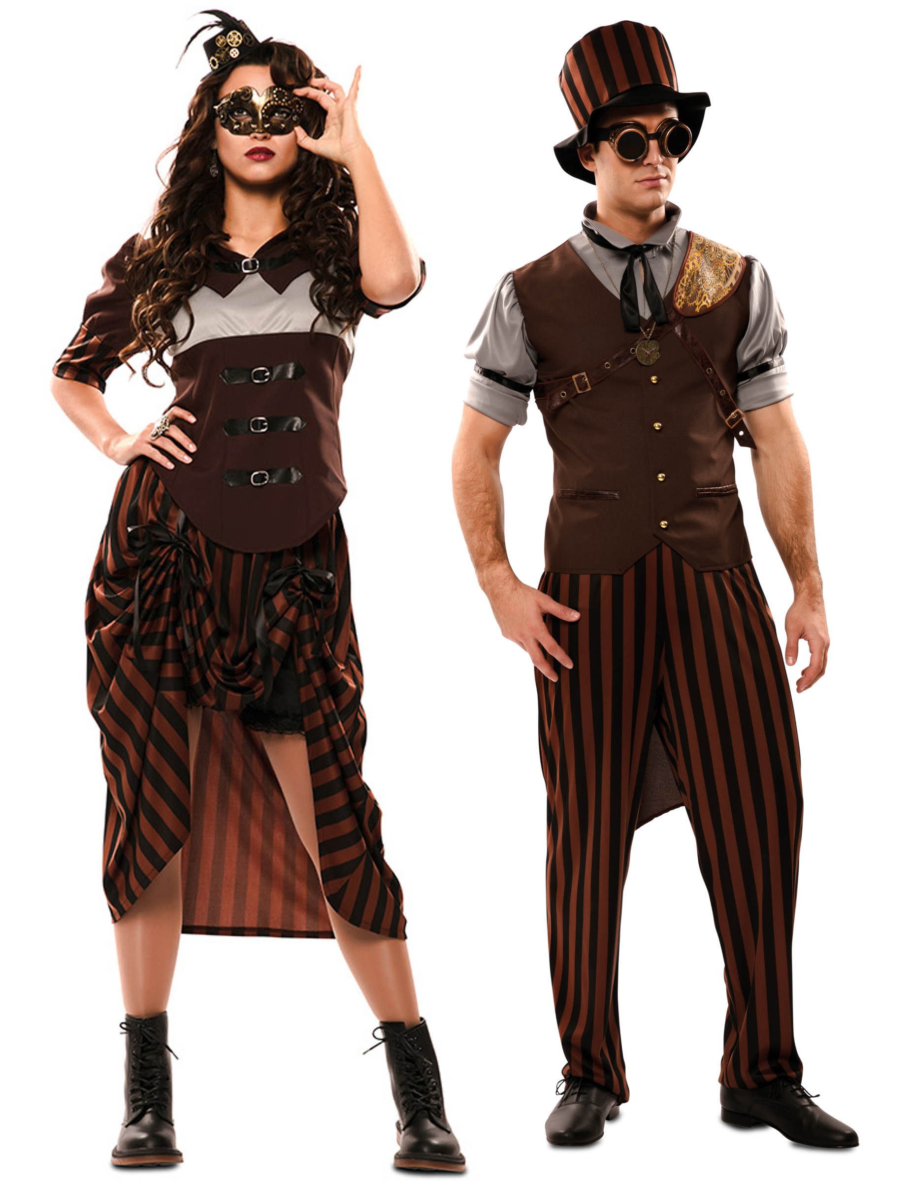 Steampunk-Piloten Paarkostüm für Erwachsene braun-schwarz Steampunk-Piloten Paarkostüm für Erwachsene braun-schwarz von BCI