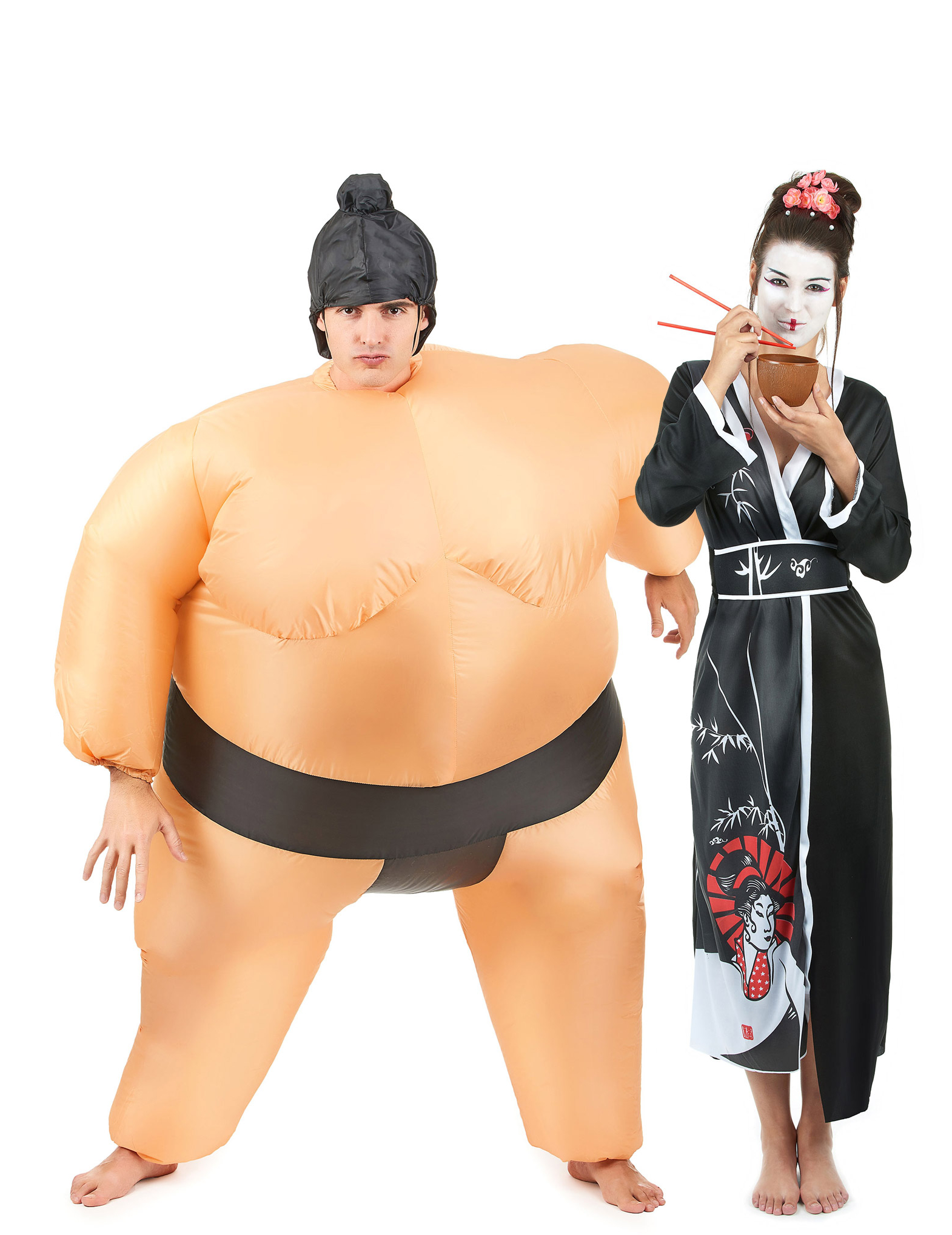 Sumo und Geisha-Paarkostüm bunt Sumo und Geisha-Paarkostüm bunt von BCI