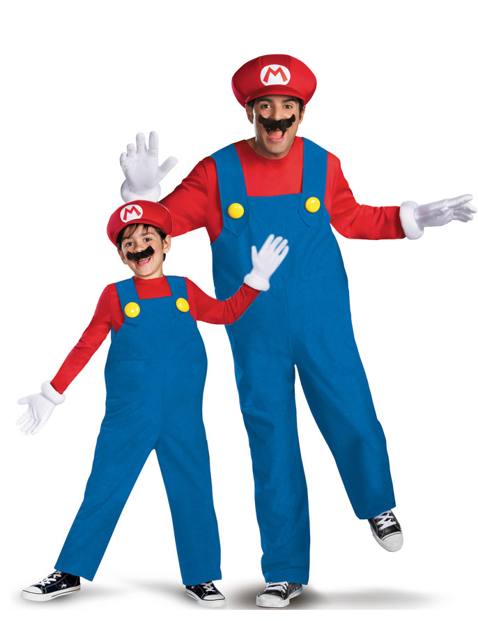 Super Mario-Paarkostüm für Vater und Kind blau-rot von BCI