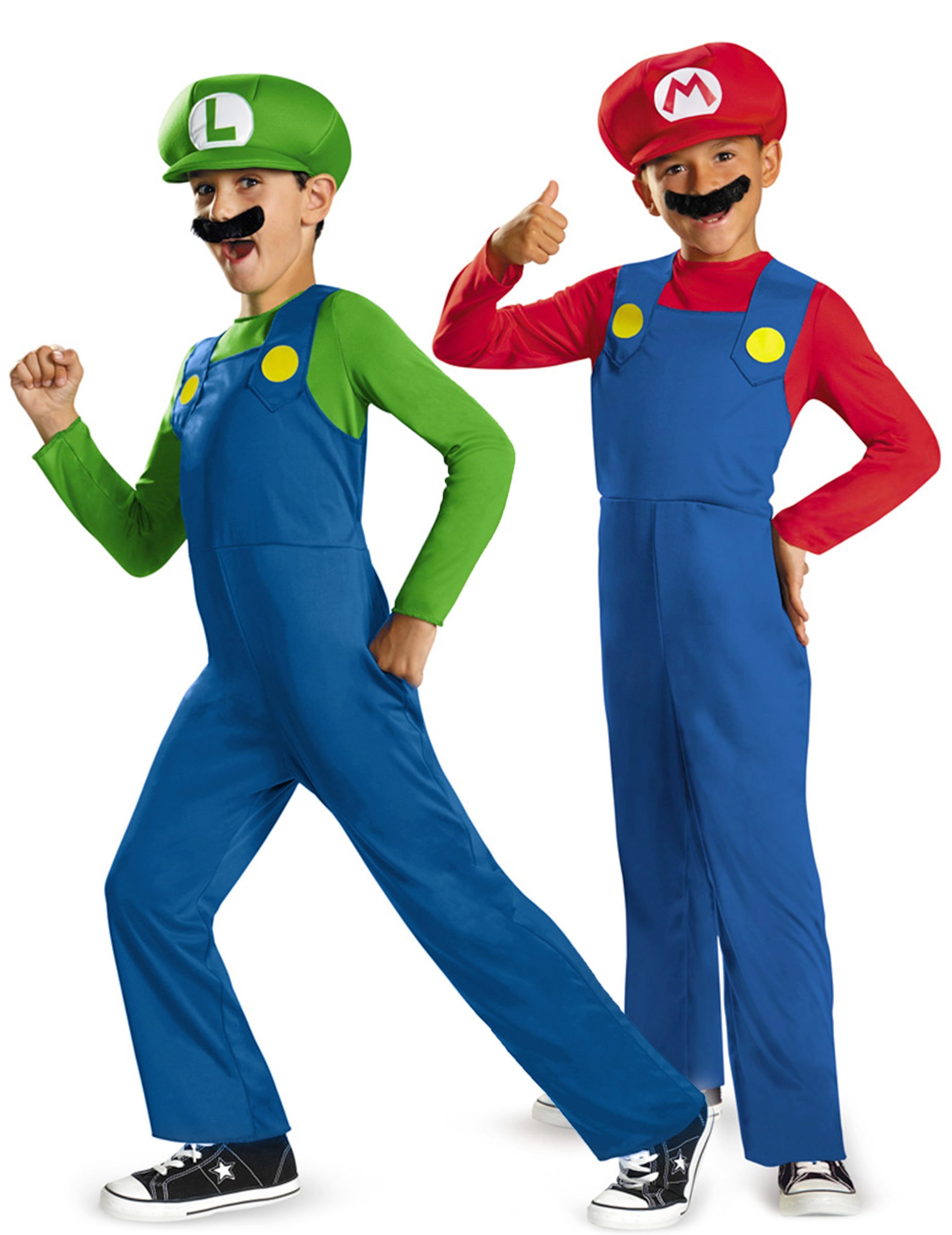 Super Mario und Luigi Paarkostüm für Kinder blau-grün-rot von BCI