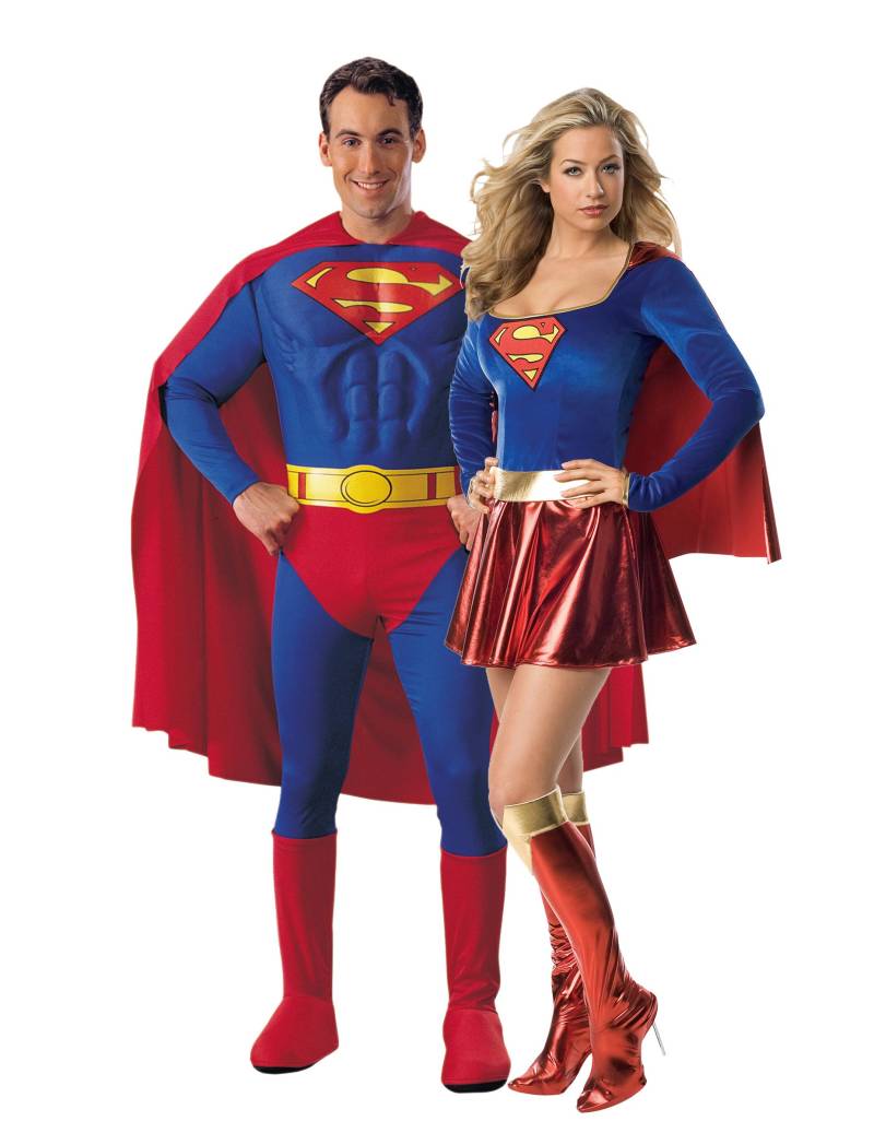 Supergirl und Superman - Paarkostüm für Erwachsene rot-blau von BCI