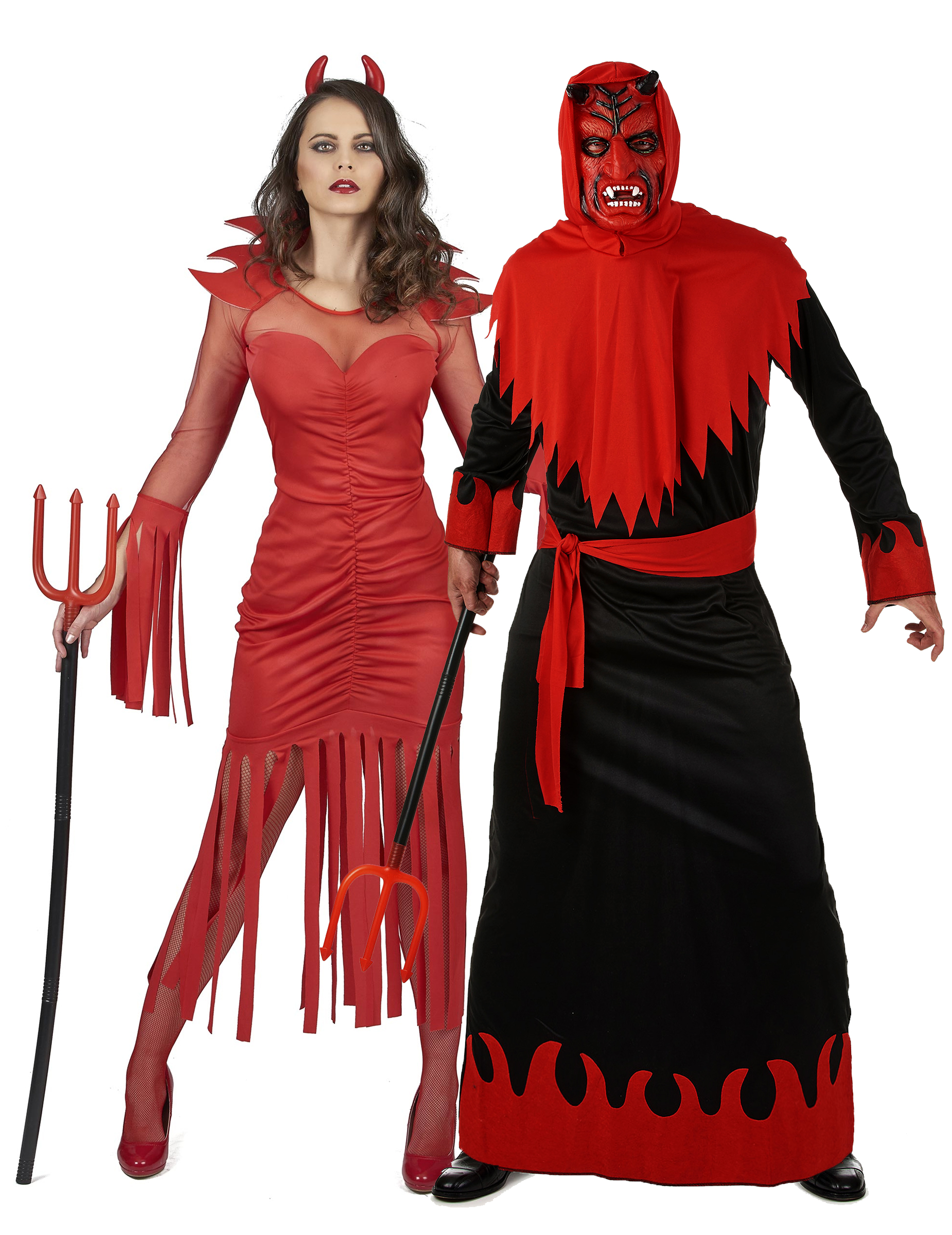 Teufel-Paarkostüm für Erwachsene Halloween-Paarkostüm rot-schwarz von BCI