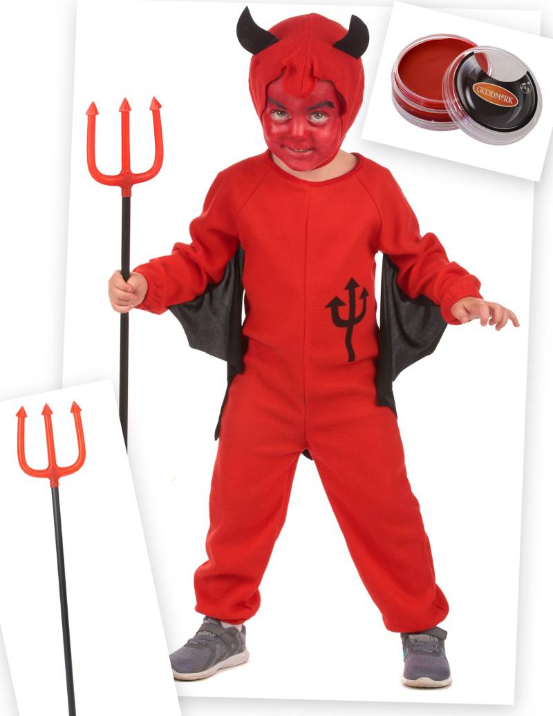 Teufelkostüm-Set für Kinder Halloween-Kostüm 4-teilig rot von BCI