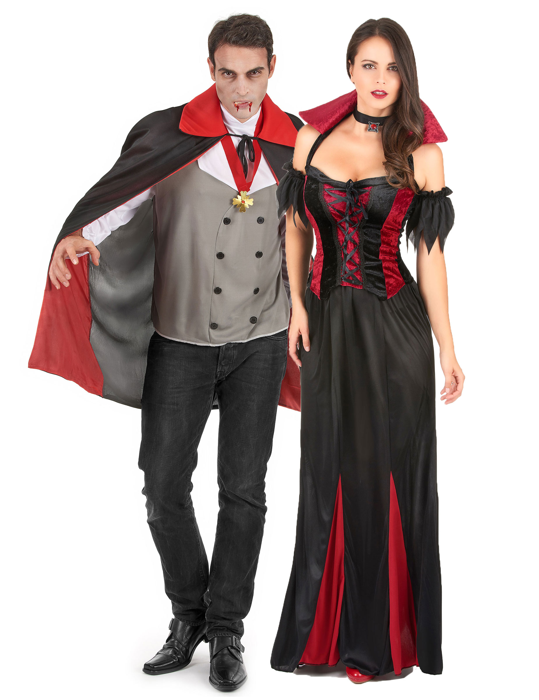 Vampir-Paar - Halloween-Kostüm für zwei Erwachsene - schwarz-rot von BCI