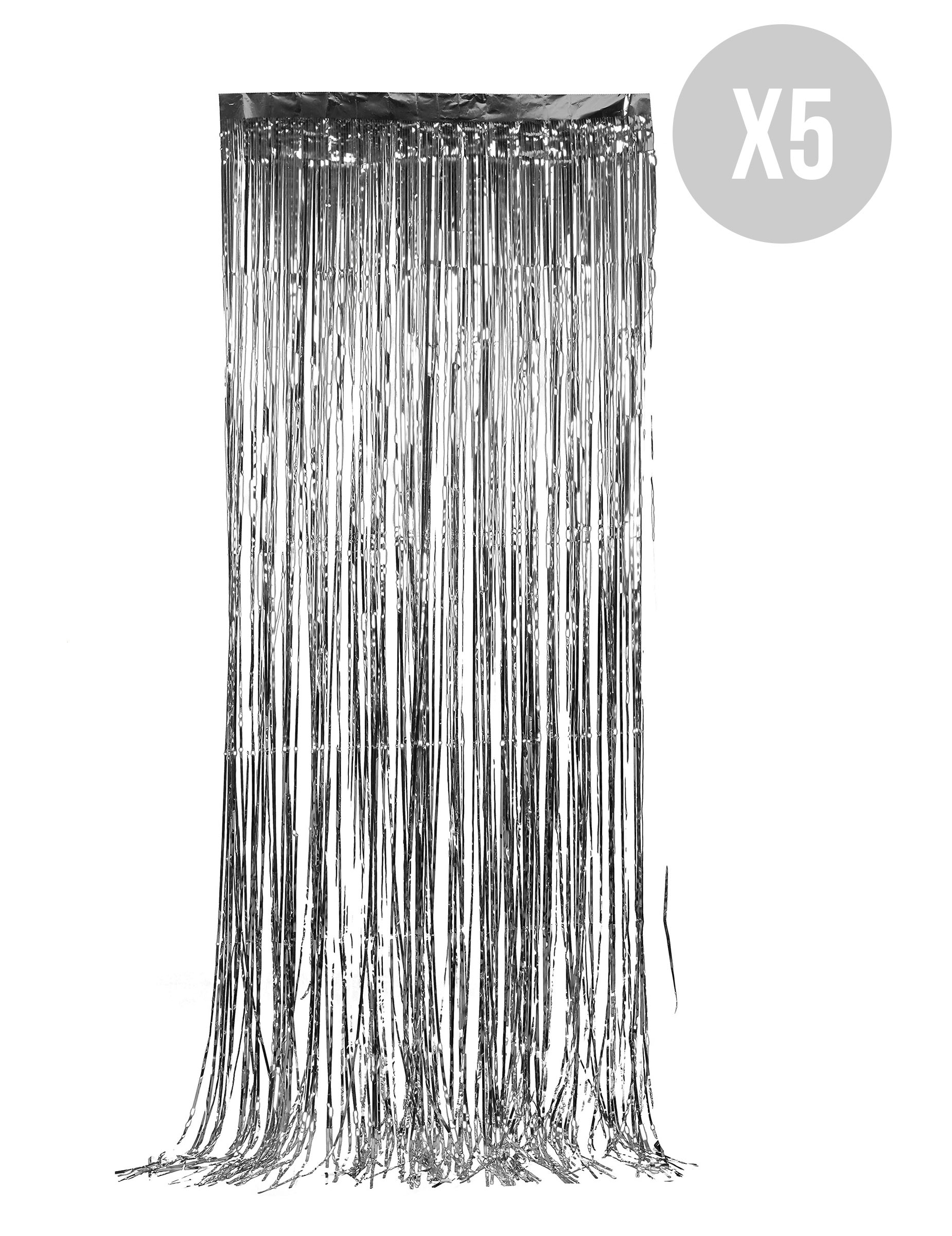Vorhang-Set Silvester-Deko glitzernd 5 Stück silber 90x244cm von BCI