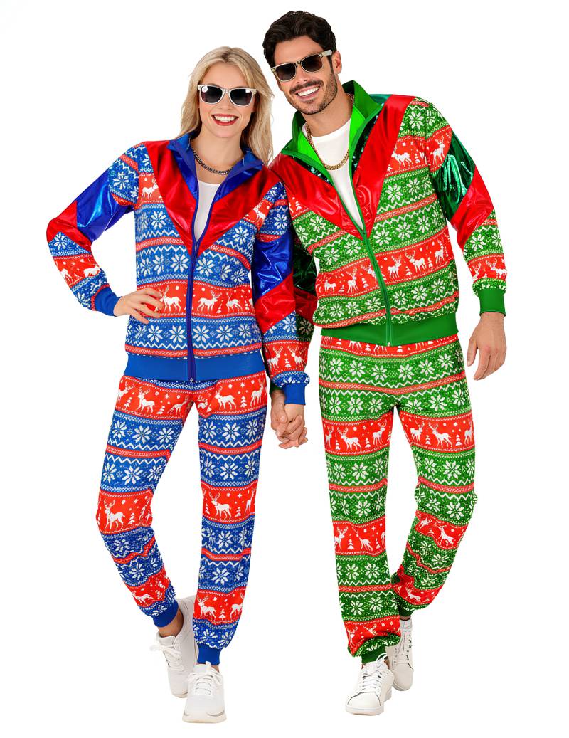 Weihnachts-Trainingsanzug-Paarkostüm für Erwachsene, grün und rot Weihnachts-Trainingsanzug-Paarkostüm für Erwachsene, grün und rot von BCI