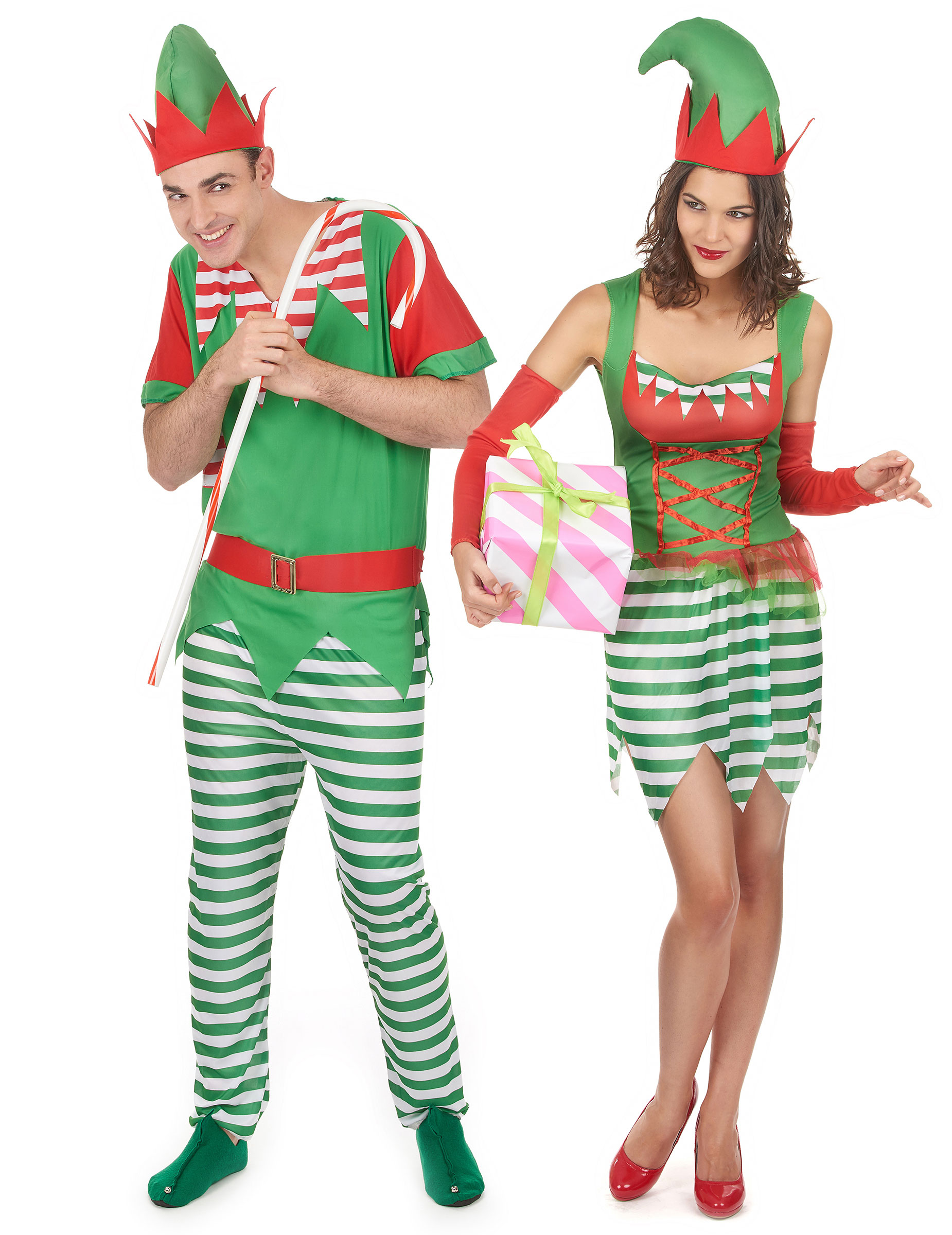 Weihnachtselfen Kostüm-Set für Paare grüm-rot-weiss Weihnachtselfen Kostüm-Set für Paare grüm-rot-weiss von BCI
