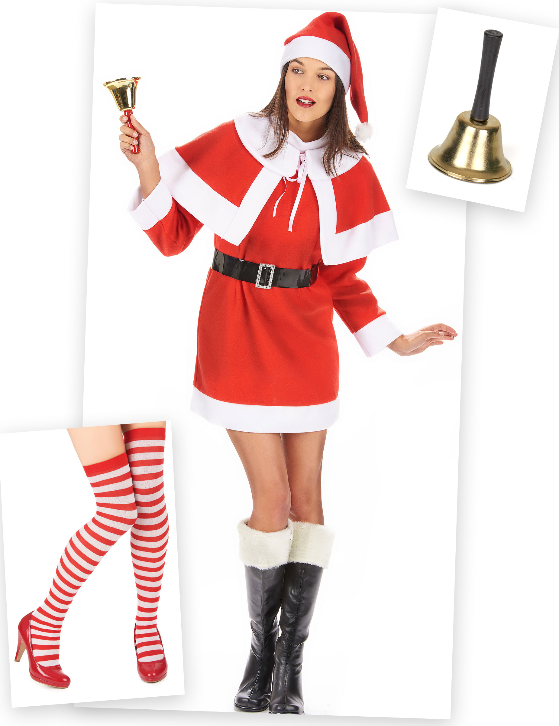 Weihnachtsfrau-Kostümset 6-teilig rot-weiss von BCI