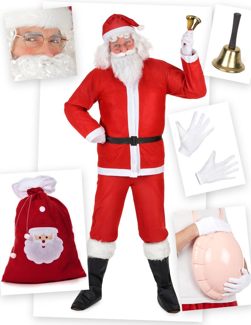 Weihnachtsmann-Kostüm mit Zubehör rot-weiss von BCI