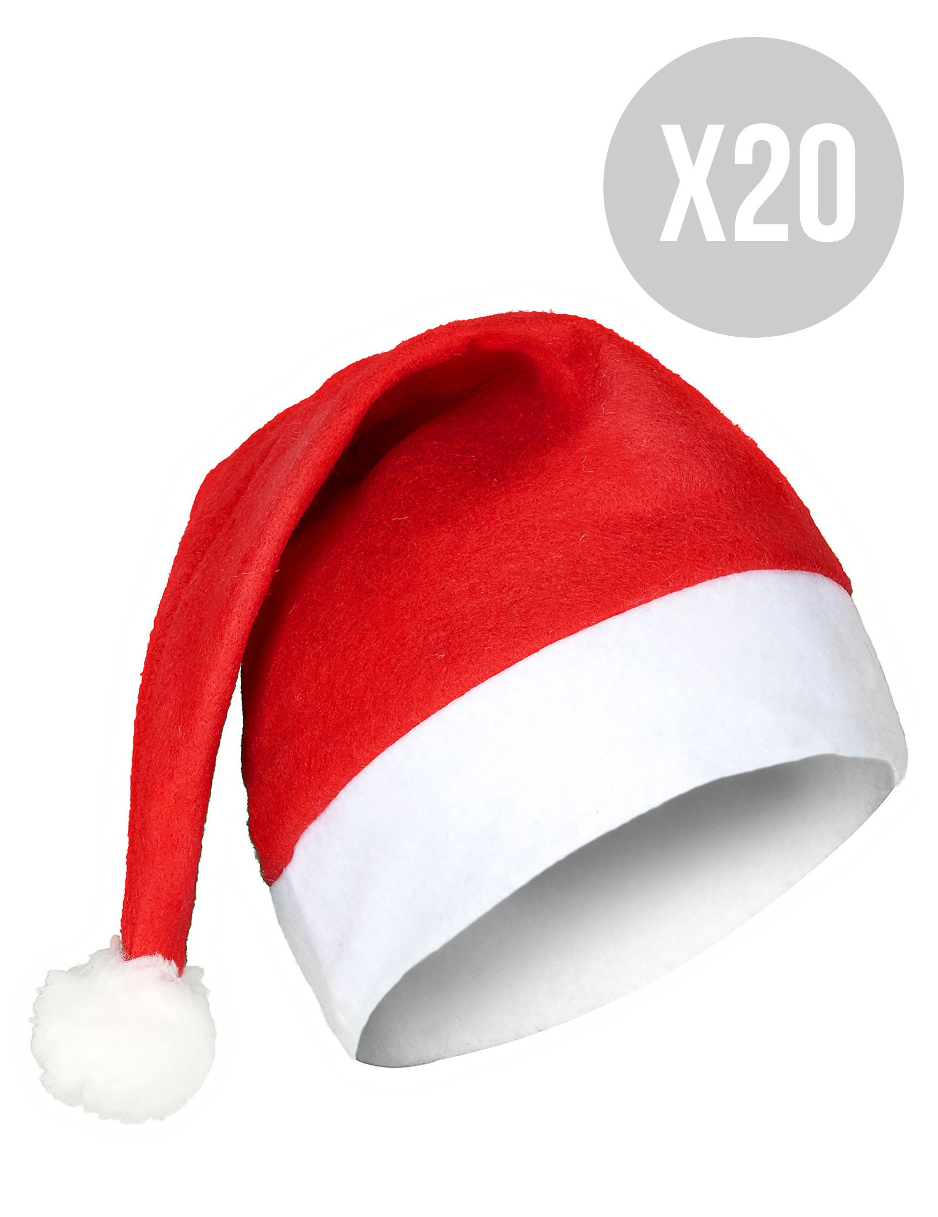 Weihnachtsmann-Mützenset für Erwachsene 20 Stück rot-weiss Weihnachtsmann-Mützenset für Erwachsene 20 Stück rot-weiss von BCI