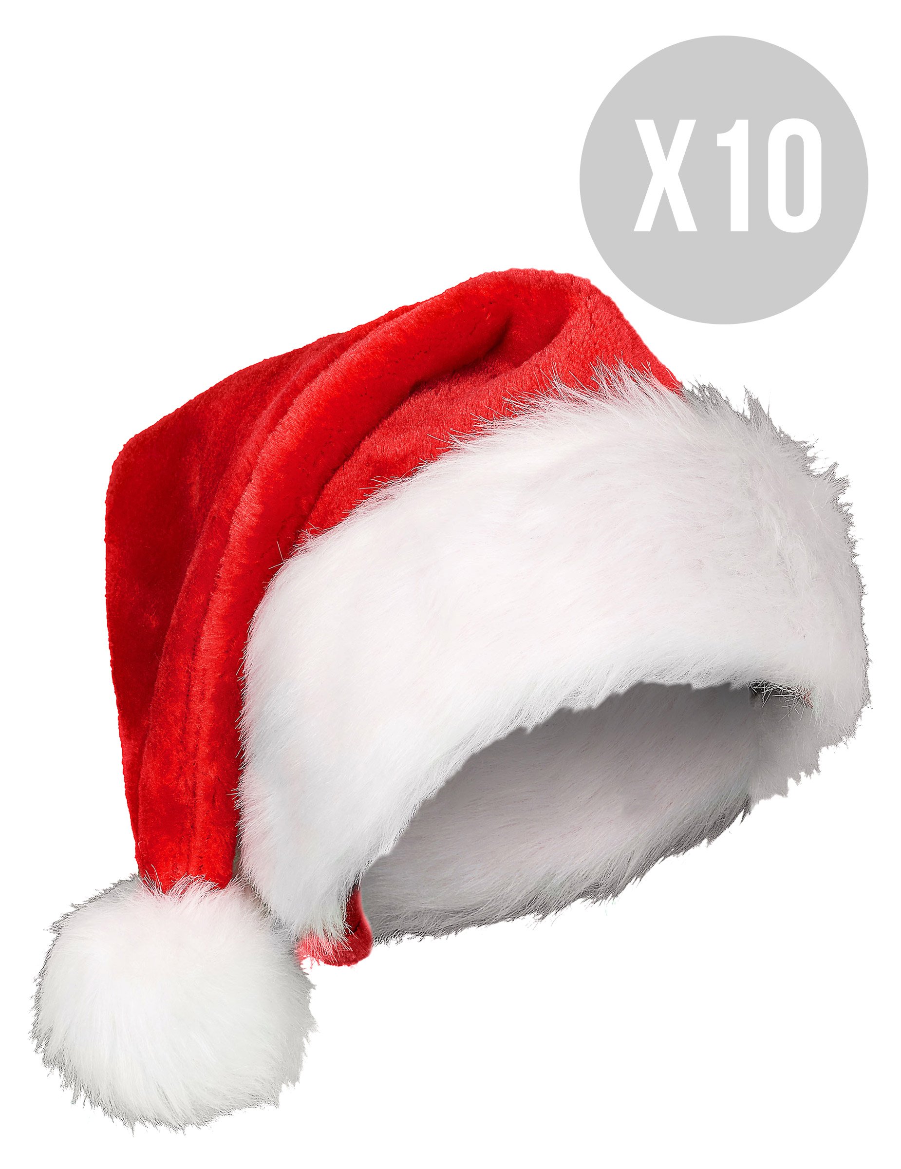 Weihnachtsmützen-Set mit Kunstpelz 10-teilig weiss-rot Weihnachtsmützen-Set mit Kunstpelz 10-teilig weiss-rot von BCI