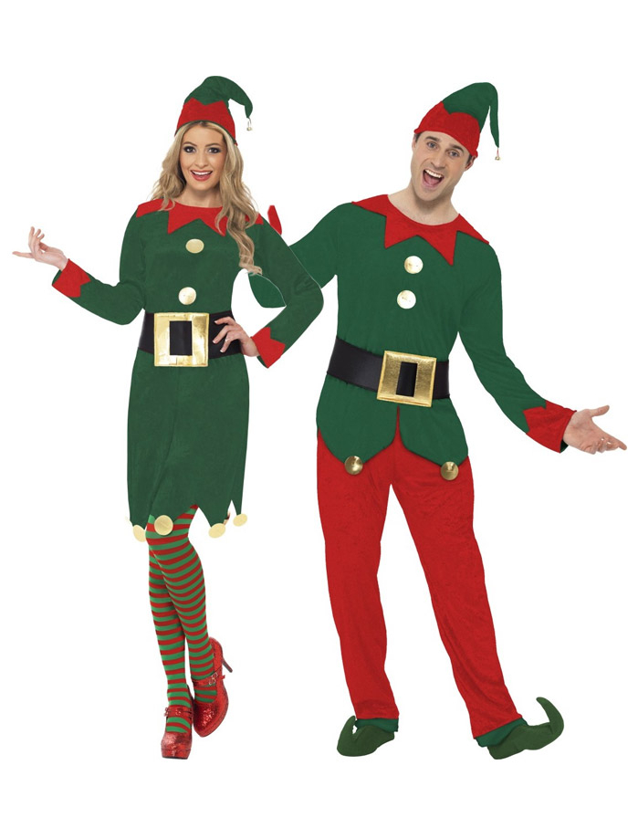 Weihnachtswichtel Kostüm-Set für Paare grün-rot von BCI