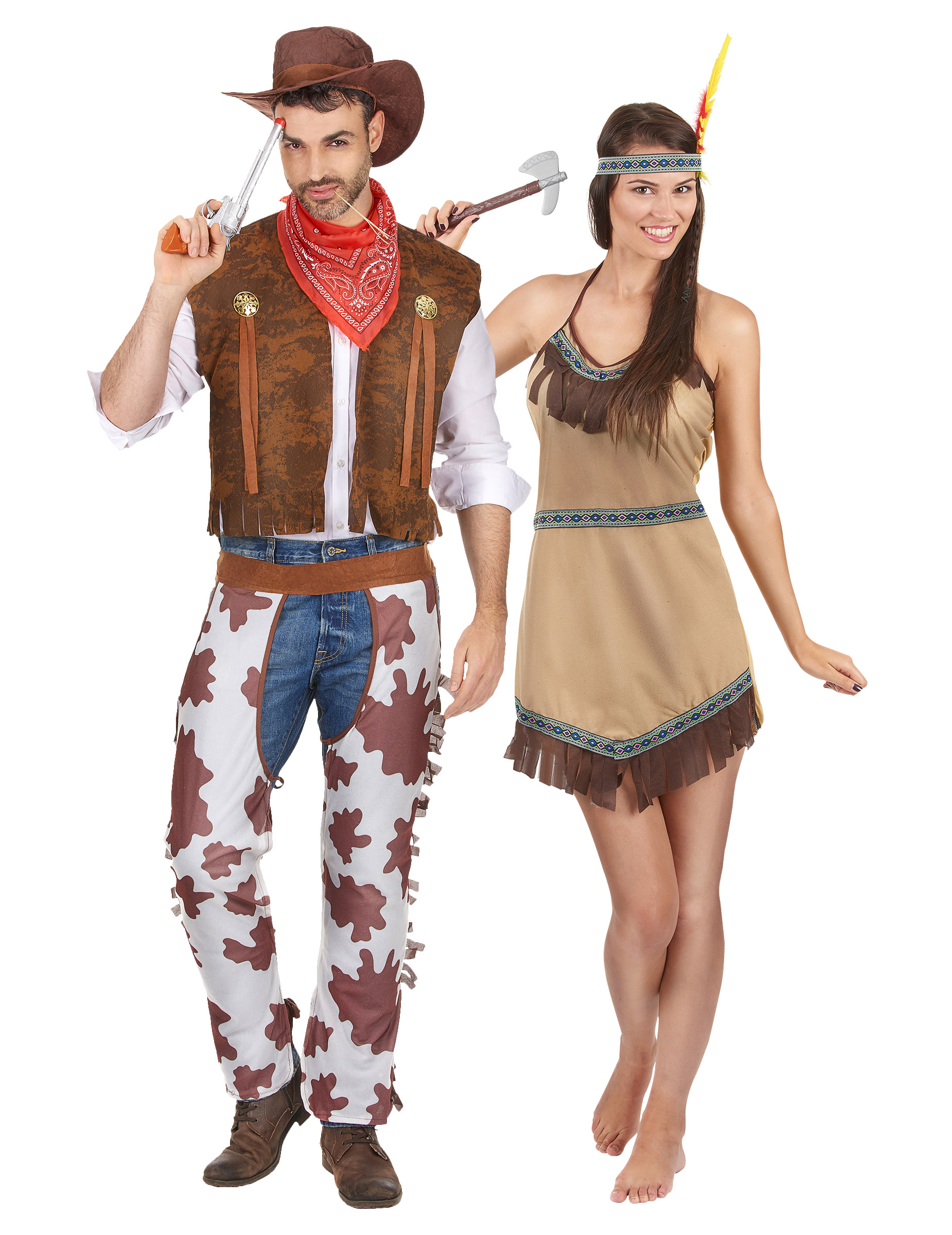 Western-Paarkostüm Cowboy und Indianerin braun Western-Paarkostüm Cowboy und Indianerin braun von BCI