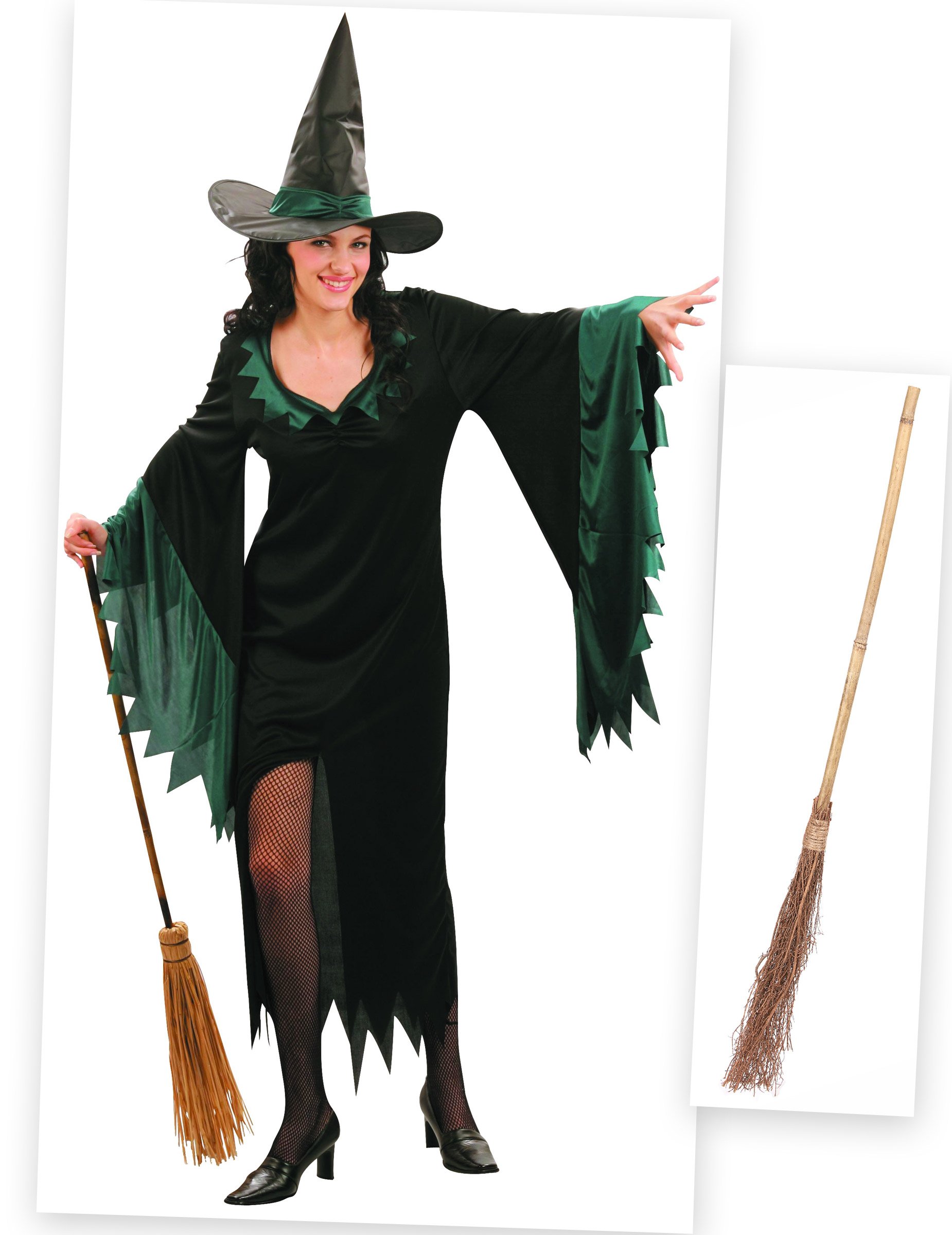 Zauberhafte Hexe Kostümset 3-teilig grün-schwarz von BCI