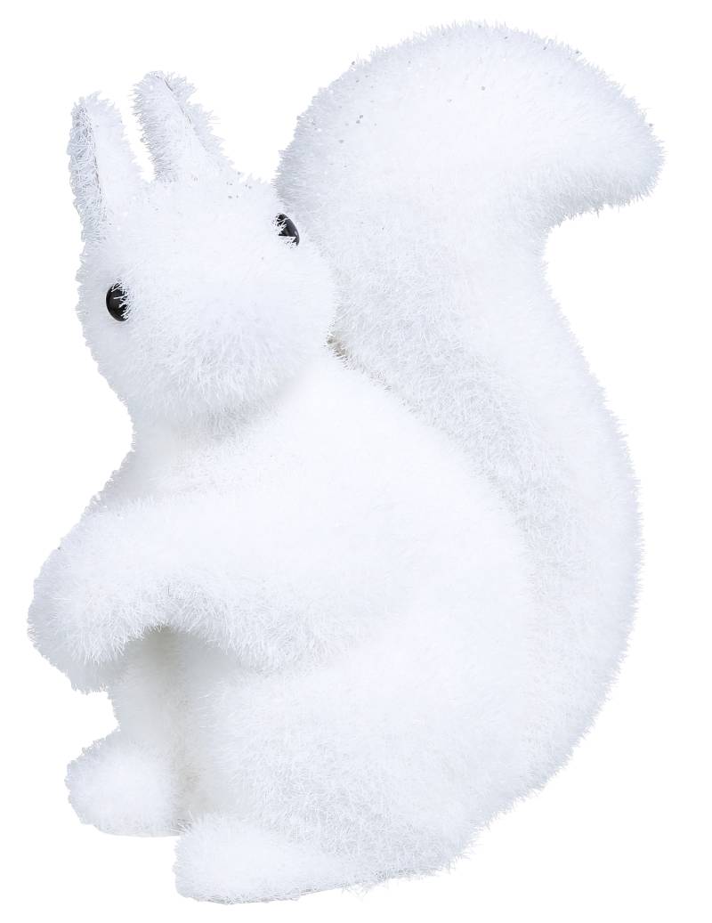 Schneeweißes Eichhörnchen Weihnachts-Tischdeko weiß-schwarz 12 cm von JJA