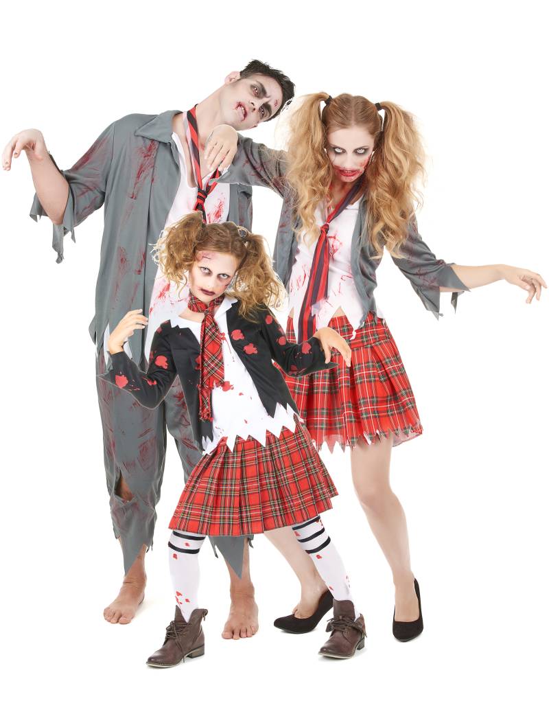 Zombie-Familienkostüm Halloween rot-weiss-grau von BCI