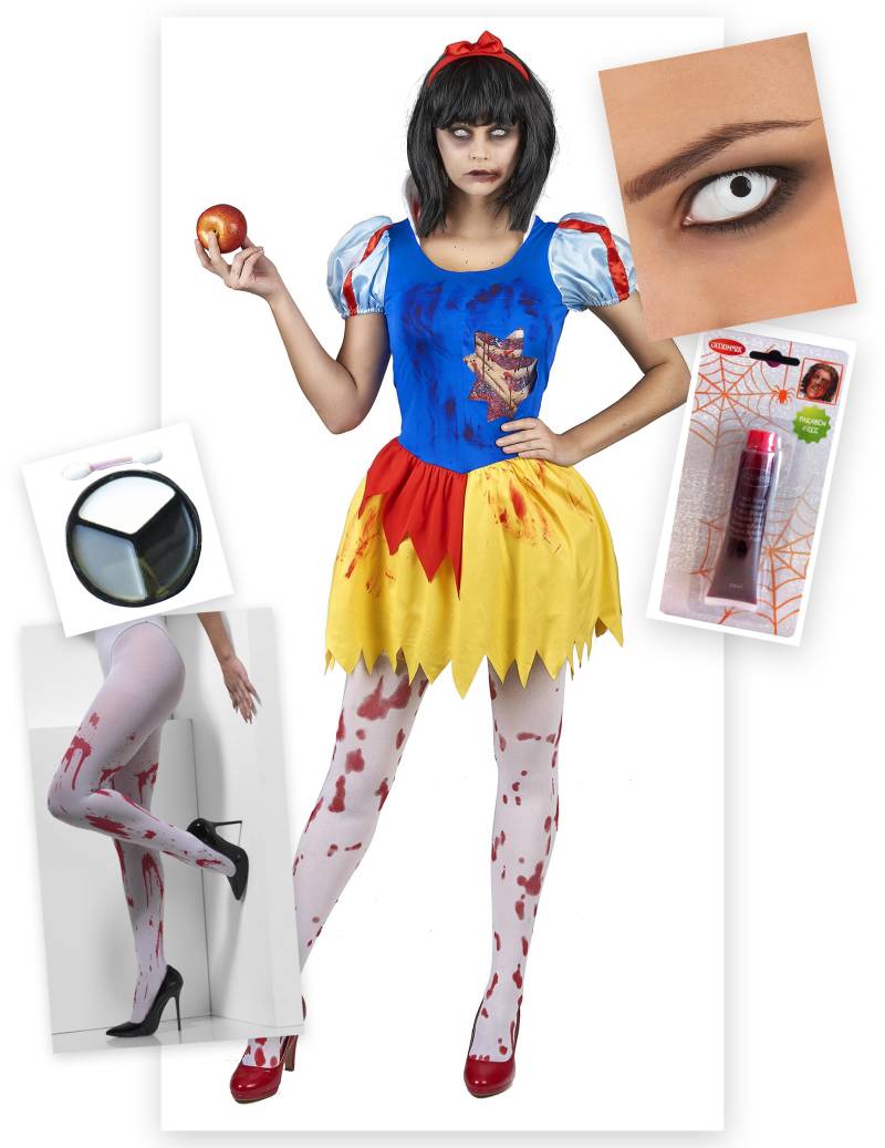 Zombie-Prinzessin Kostümset Halloween 5-teilig blau-gelb von BCI