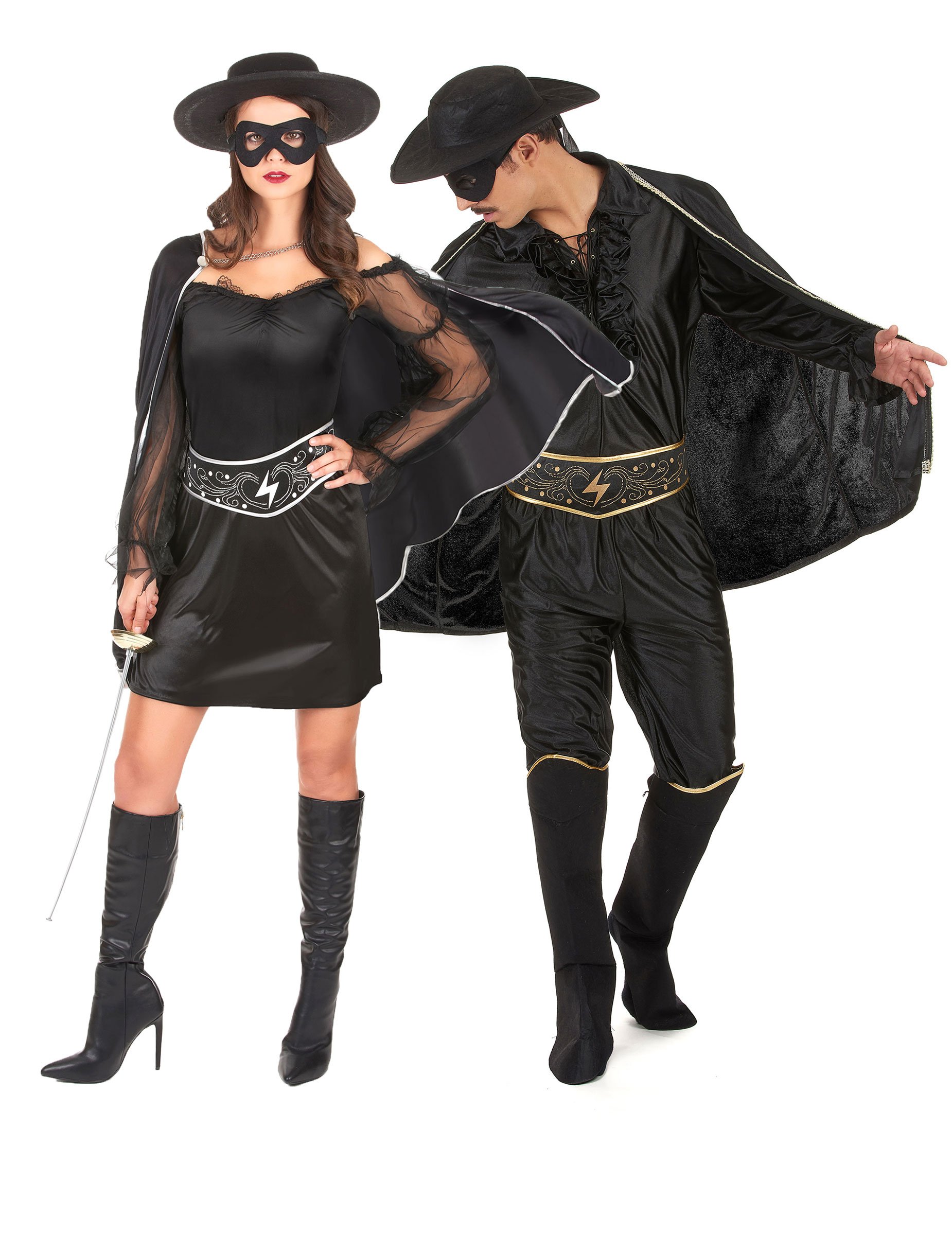 Zorro-Paarkostüm Erwachsene schwarz von BCI