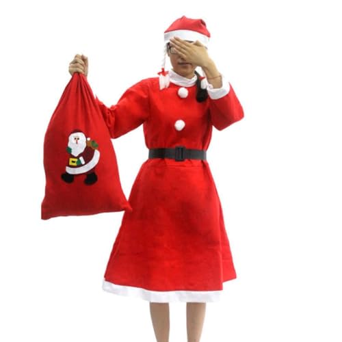 BCIOUS Weihnachtsmann-Anzug, Weihnachtsmann-Kostüm für Männer und Frauen, Erwachsene, 3/4/5/6/7, Weihnachtsmann-Kostüm, Outfits, lustiger Weihnachtsmann-Bär-Hut, Weihnachtsmann-Anzug von BCIOUS