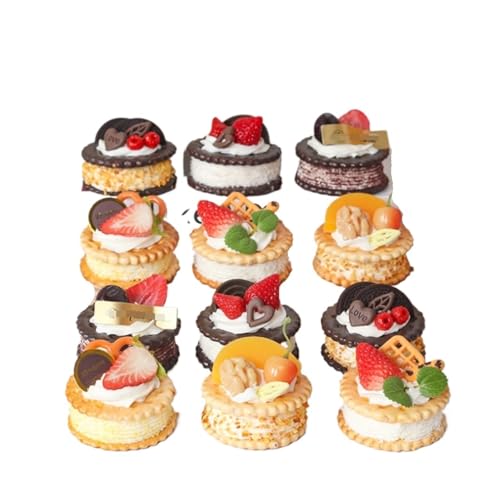 BCJMKDX künstliches Brot, Lebensmittel 12 stücke Realistische Künstliche Kuchen Modell Gefälschte Kuchen Dessert Modell for Shop Display Gefälschte Desserts von BCJMKDX