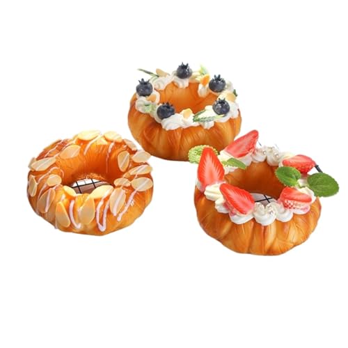 BCJMKDX künstliches Brot, Lebensmittel 3 stücke Simulation Donuts Künstliche Kuchen Dekorative Kuchen Modell Gefälschte Dessert-Shop Requisiten Gefälschte Desserts von BCJMKDX