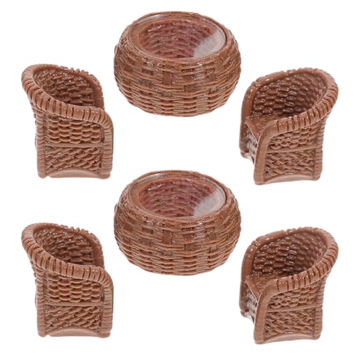 BCOATH 1 Set/6 Stück Miniatur-stühle, Feengärten, Möbel, Ornamente, Feendorf, Bank, Stuhl Für Puppenhaus, Zubehör, Mikro-landschaftsdekoration von BCOATH