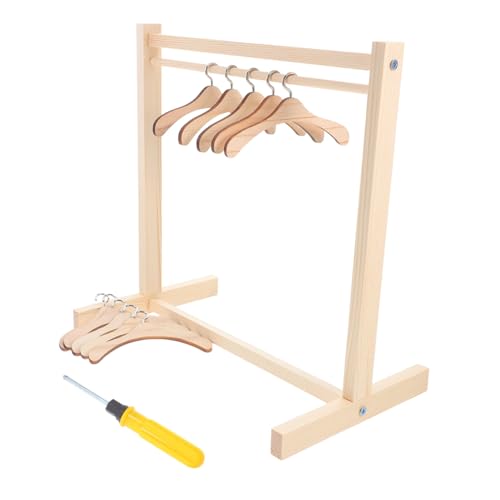 BCOATH 1 Set Kleiderständer Für Puppen Aus Holz – Miniatur-kleiderständer Für Puppen Mit Mini-kleiderbügeln, Puppenhaus-möbelzubehör Zum Präsentieren Von Kleidern, Organisieren Und BCOATH 1 Set Kleiderständer Für Puppen Aus Holz – Miniatur-kleiderständer Für Puppen Mit Mini-kleiderbügeln, Puppenhaus-möbelzubehör Zum Präsentieren Von Kleidern, Organisieren Und von BCOATH