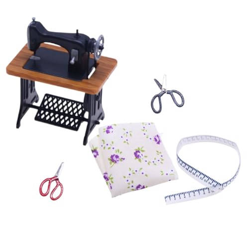 BCOATH 1satz Mini Nähmaschine Für Maßstab Mit Zubehör Dekorative Nähmaschine Für Miniatur-szenen Für Dollhouse Dekoration Retro Design Vintage Teiliges von BCOATH