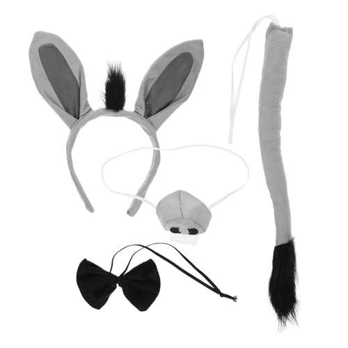 BCOATH 1 Set Tierkostüm-Set: Lustiges Eselsohren-Stirnband, Fliege, und Nase für und Erwachsene – Cartoon-Tier-Cosplay-Zubehör für Karnevals- und Halloween-Partys von BCOATH