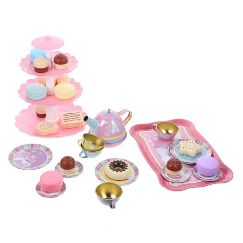 BCOATH Teeservice-Spielzeug Danke Tee 1 Set Und Teetassen Dekoratives Teeservice Für 17 Teiliges Teeset Für Kleine Ädchen Nachmittags Tee Party Mit Üßigkeiten Ständer Und Tragetasche von BCOATH