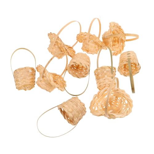 BCOATH 10 Stück Mini Rattankorb Mini Geflochtener Aufbewahrungskorb Puppenhausartikel Winziger Blumenkorb Miniatur Puppenhauszubehör Puppenhausdekorationen Miniatur Blumenkorb von BCOATH